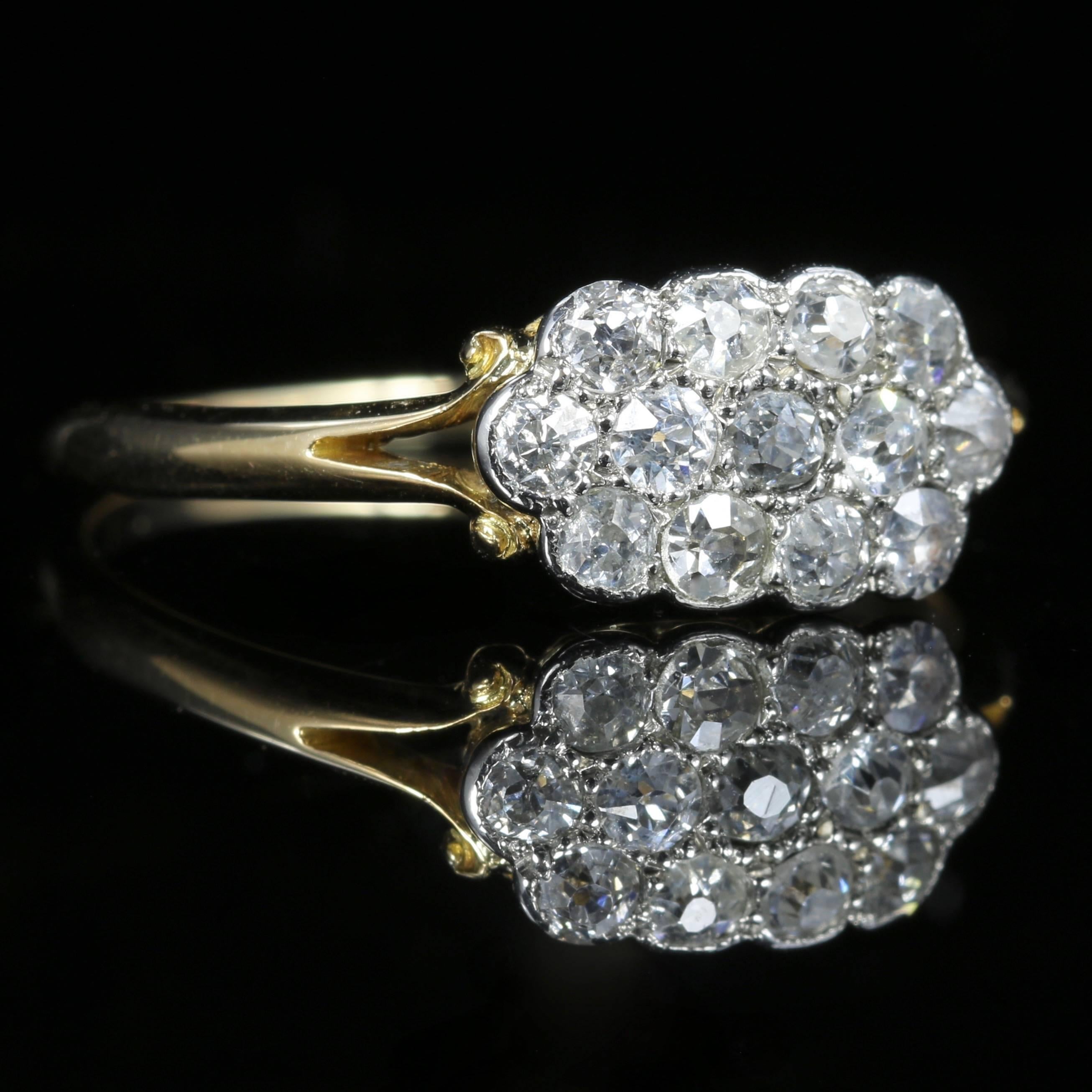 Women's Antique Victorian Diamond Cluster Ring 18 Carat Gold, circa 1900