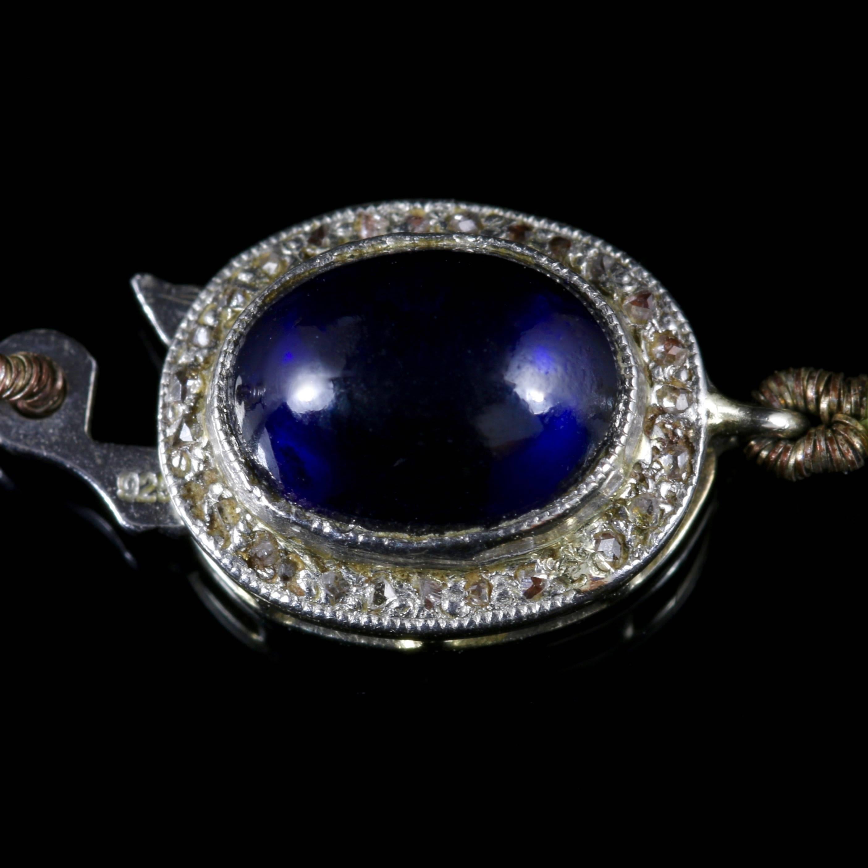 Antique Edwardian Pearl Necklace Sapphire Diamond Clasp in Original Box In Excellent Condition In Lancaster, Lancashire