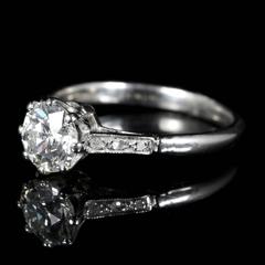 Antique Edwardian 1.30 Carat Diamond Platinum Engagement Ring