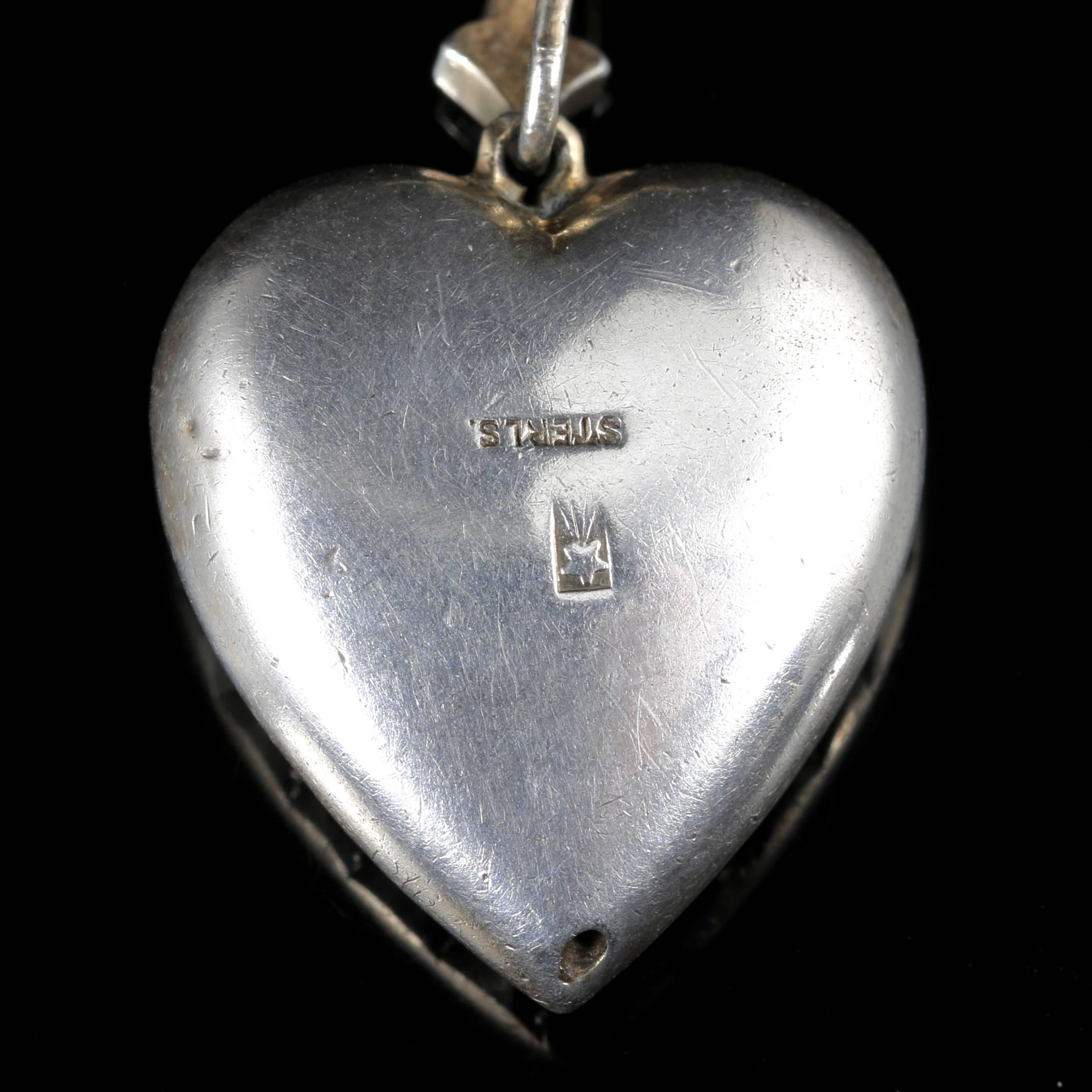 Antique Georgian Heart Pendant Chain Silver Paste at 1stDibs