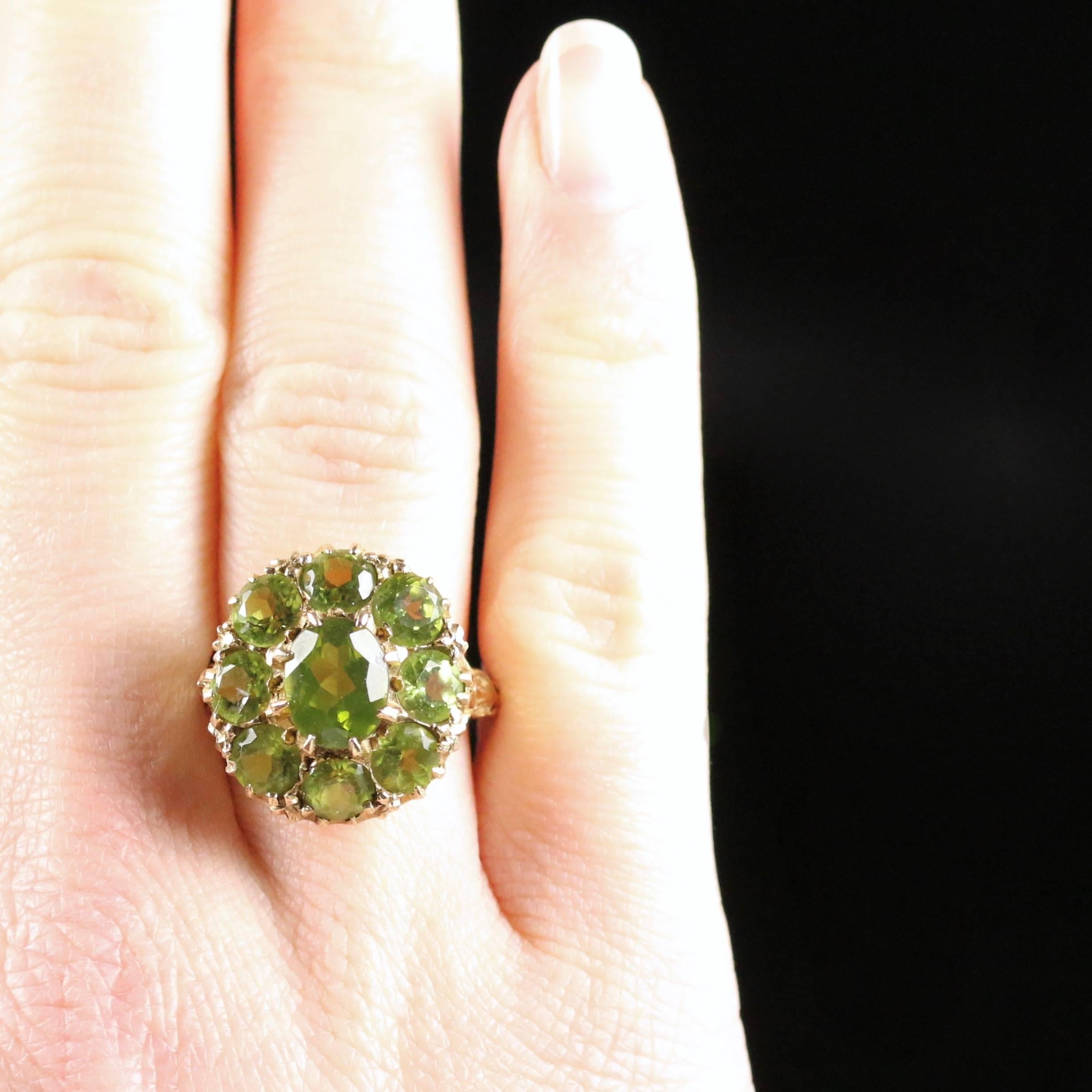 Antique Victorian Peridot Large Cluster Ring 9 Carat Gold 5