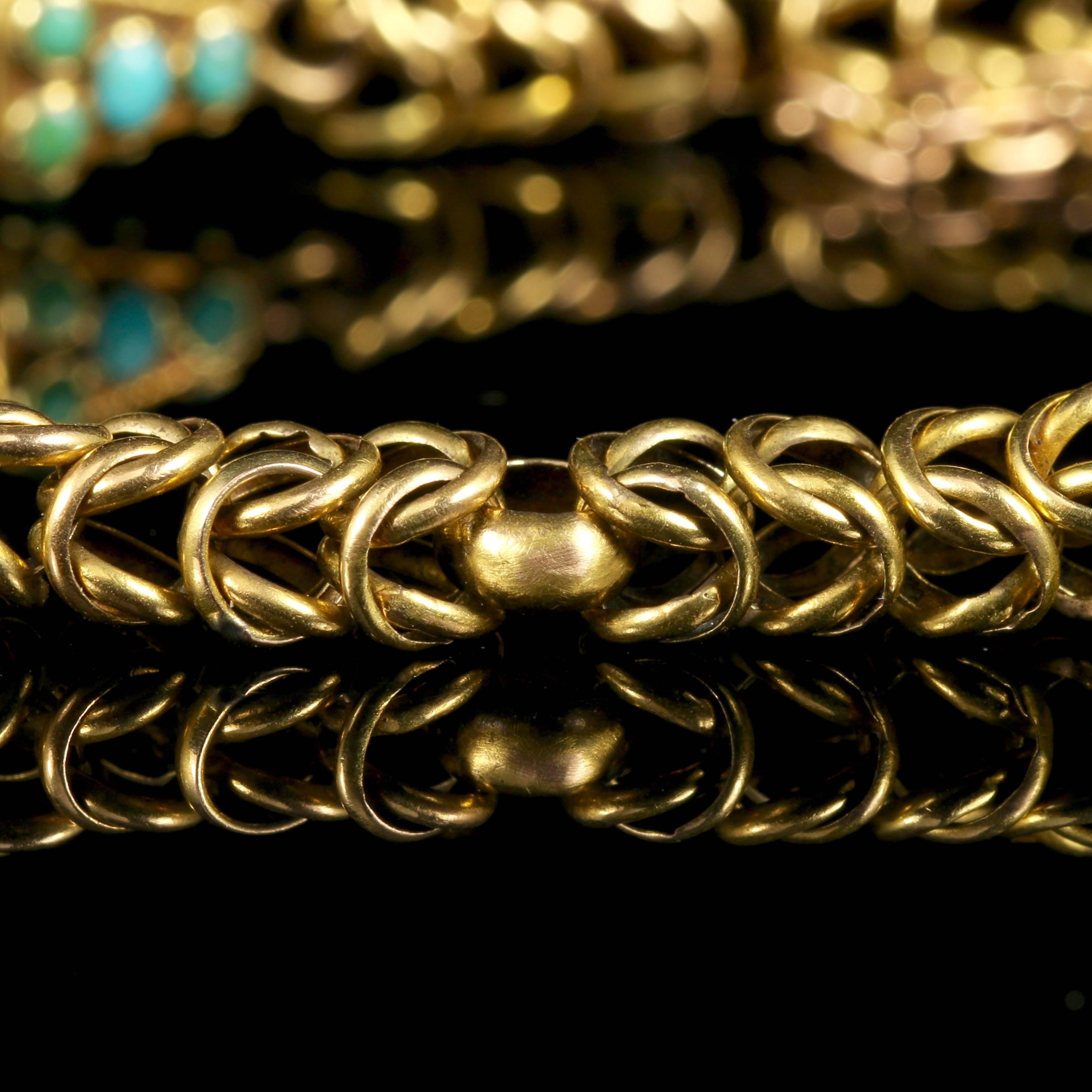 Antique Georgian Turquoise 18 Carat Gold Bracelet Boxed with Locket 3