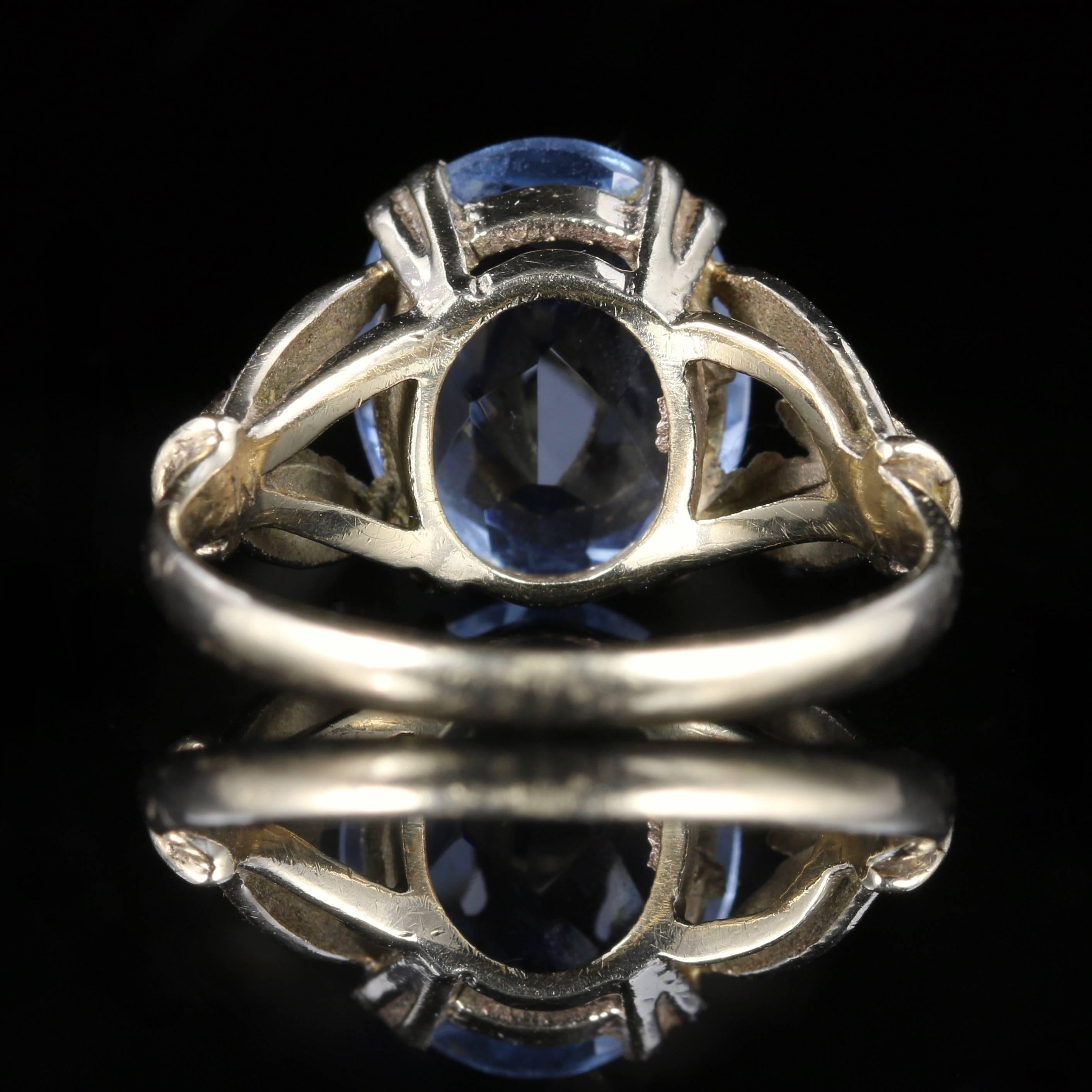 Antique Blue Topaz Gold Ring, circa 1900 In Excellent Condition In Lancaster, Lancashire