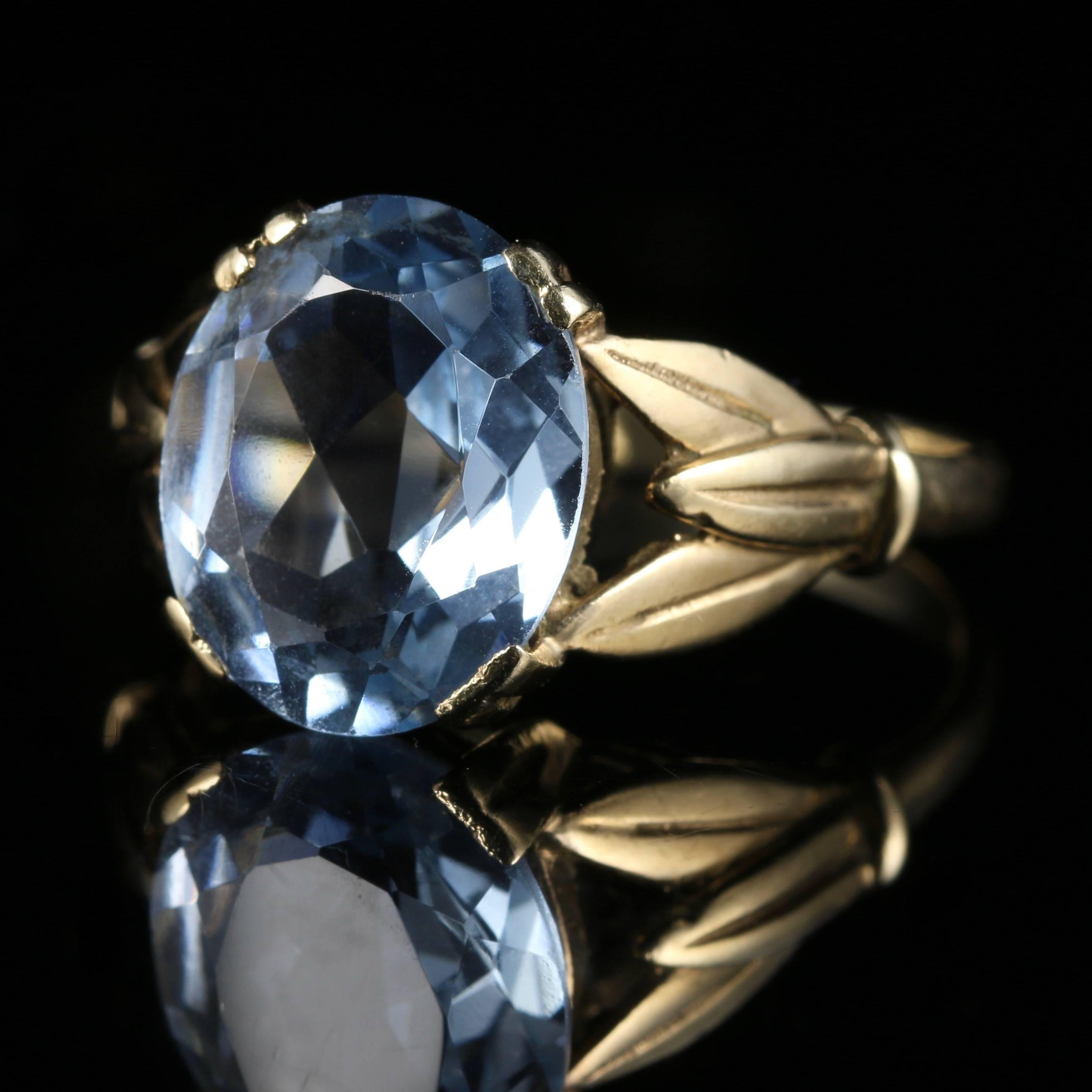 Victorian Antique Blue Topaz Gold Ring, circa 1900