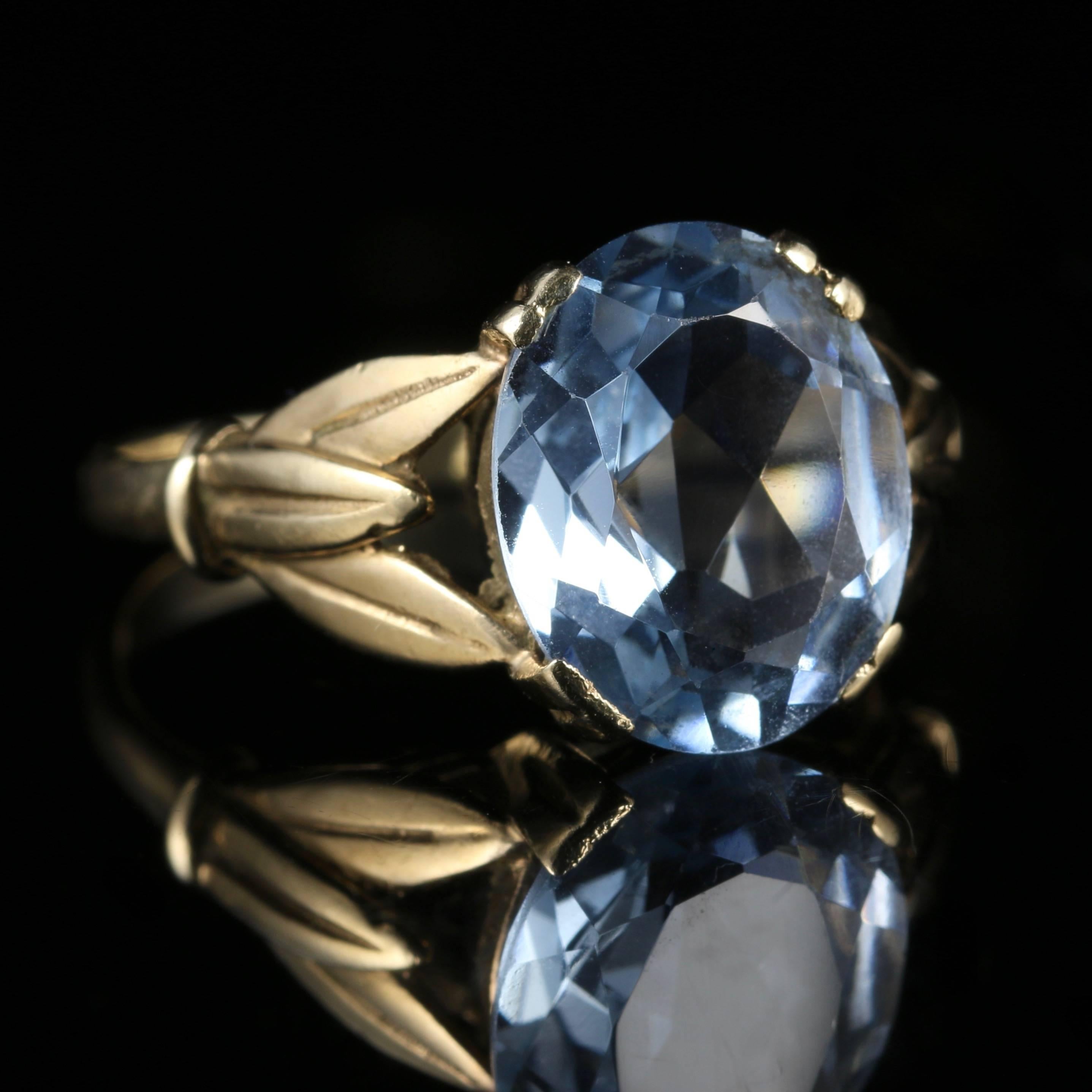 Women's Antique Blue Topaz Gold Ring, circa 1900