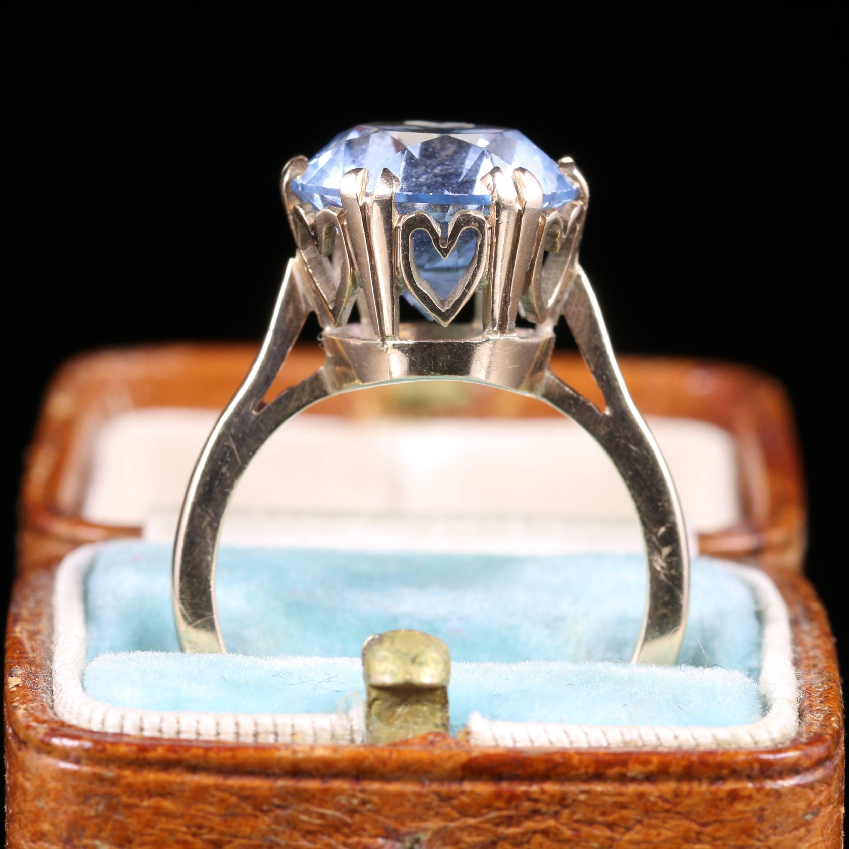 Antique Blue Topaz Gold Ring 5 Carat In Excellent Condition In Lancaster, Lancashire