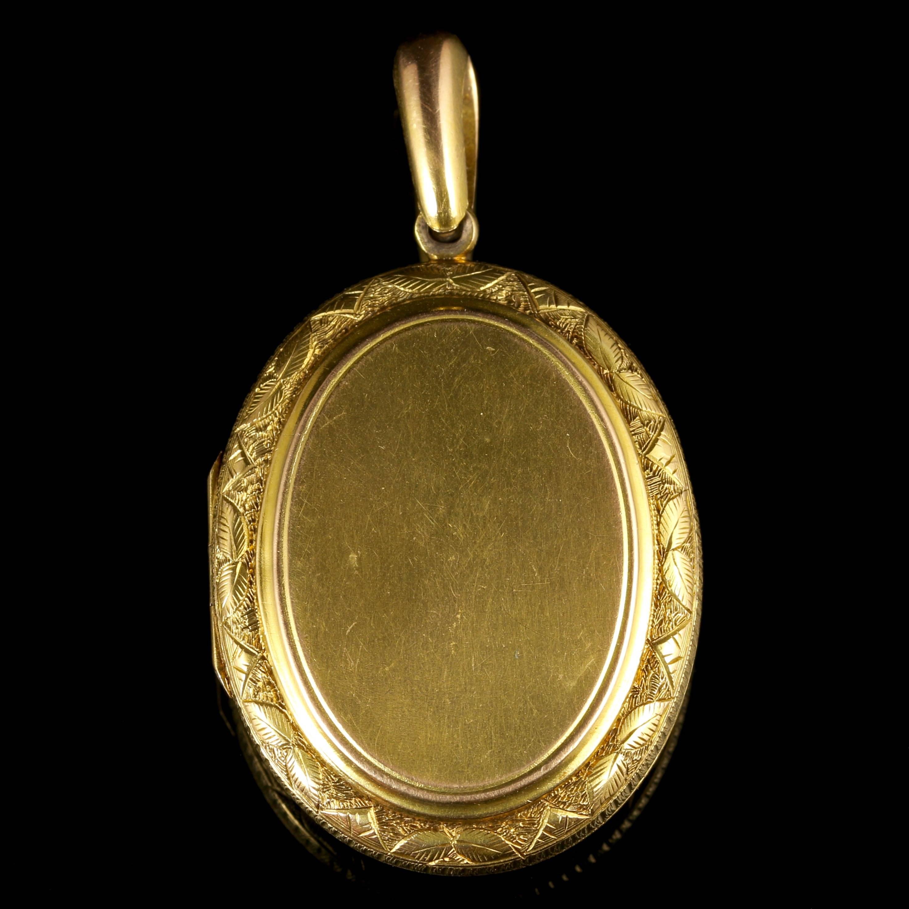 Antique Victorian Gold Locket Large Pearl and Enamel Buckle 15 Carat Gold 2