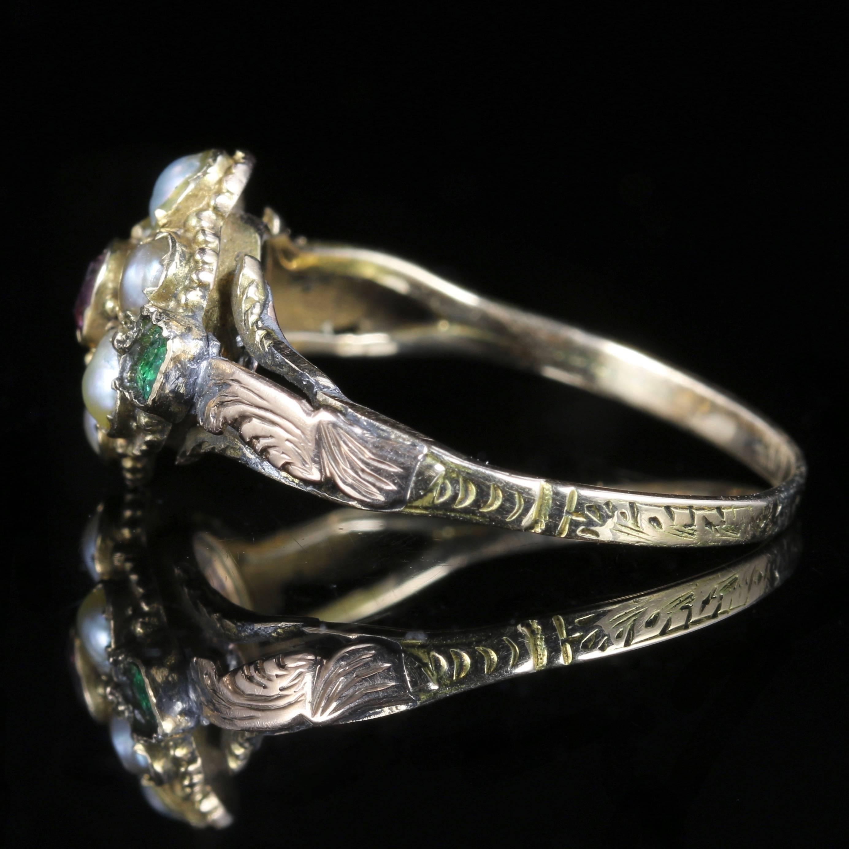 Women's Antique Georgian Suffragette Ring 18 Carat Gold, circa 1800