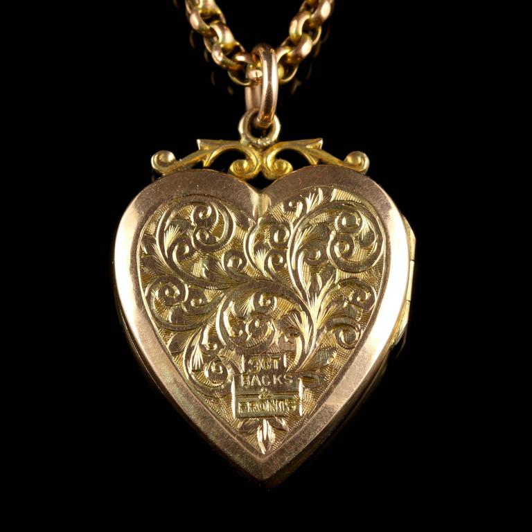 Antique Victorian Gold Heart Locket and Chain circa 1900 at 1stDibs