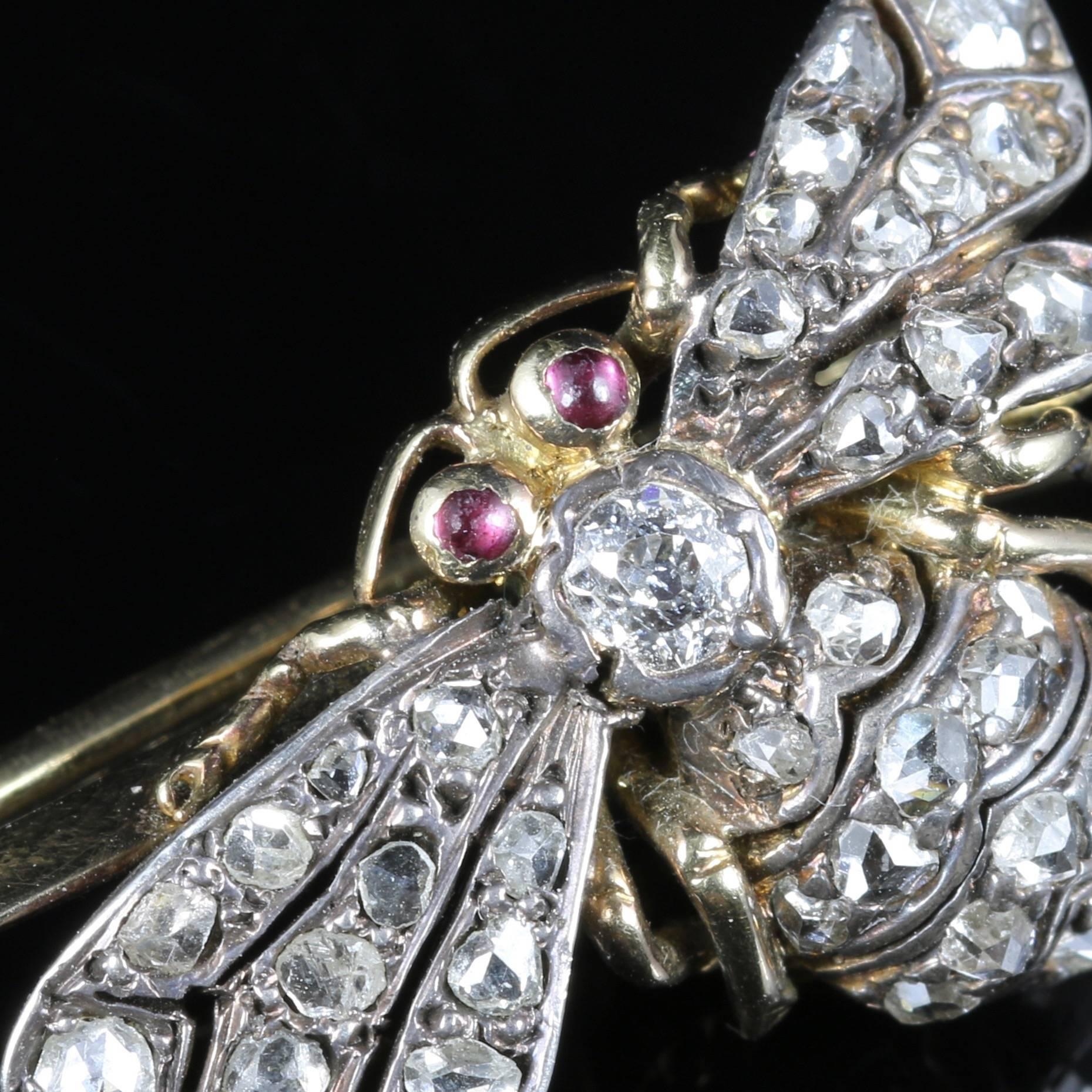 Antique Victorian Diamond Insect Butterfly Brooch 18 Carat Gold, circa 1900 1
