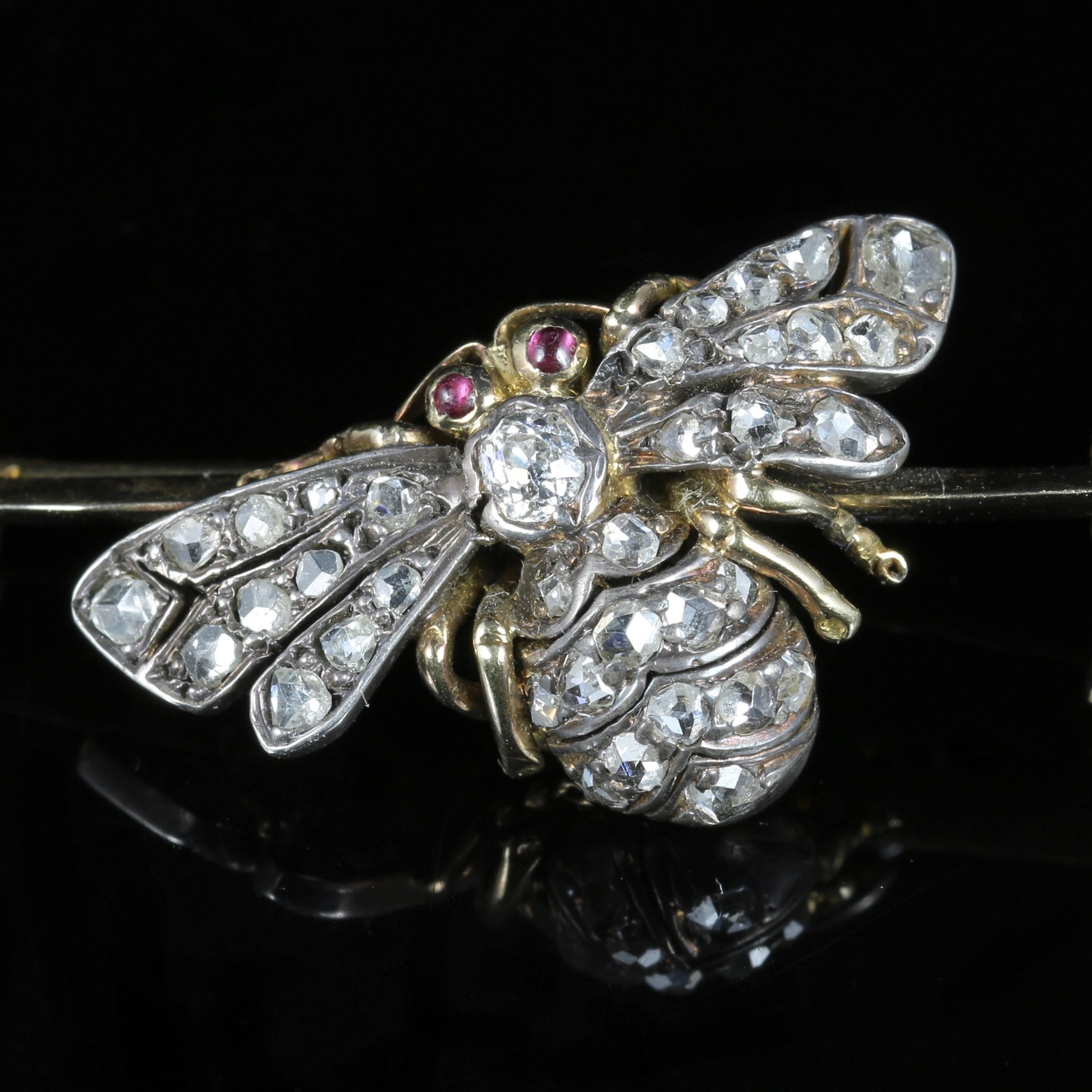 Women's Antique Victorian Diamond Insect Butterfly Brooch 18 Carat Gold, circa 1900