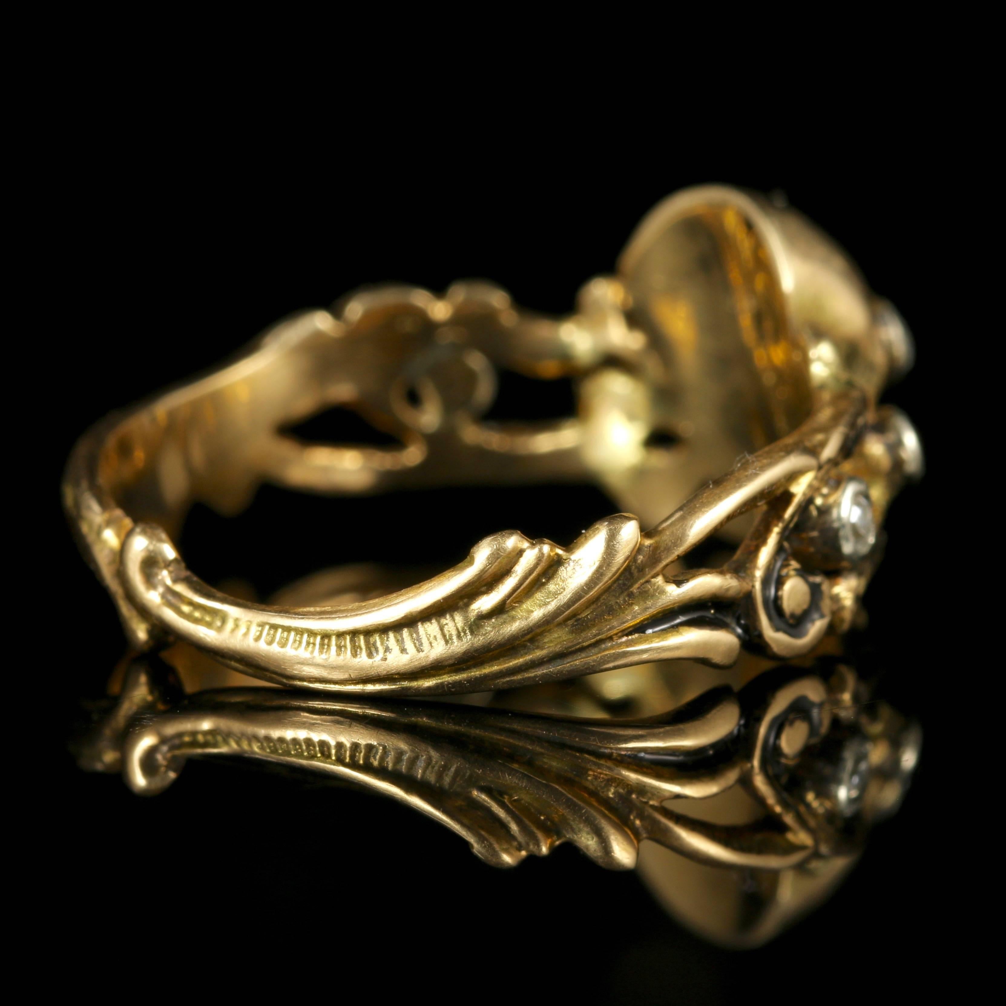 Women's or Men's Memento Mori Diamond Skull Cross Bone Diamond Gold Ring
