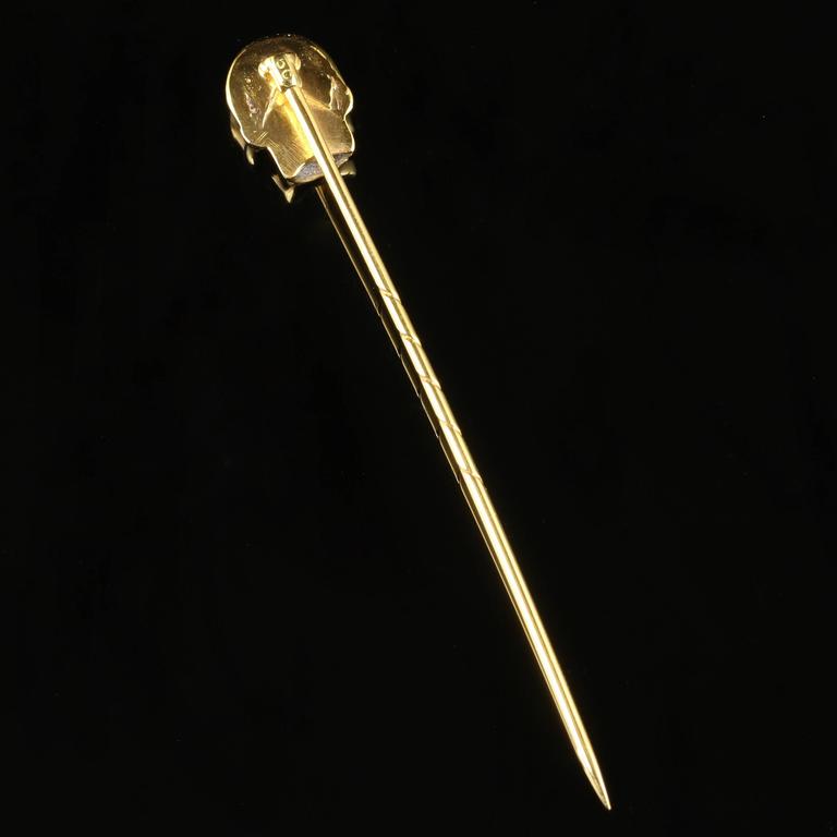 Antique Victorian Memento Mori Gold Skull Stick Pin at 1stDibs