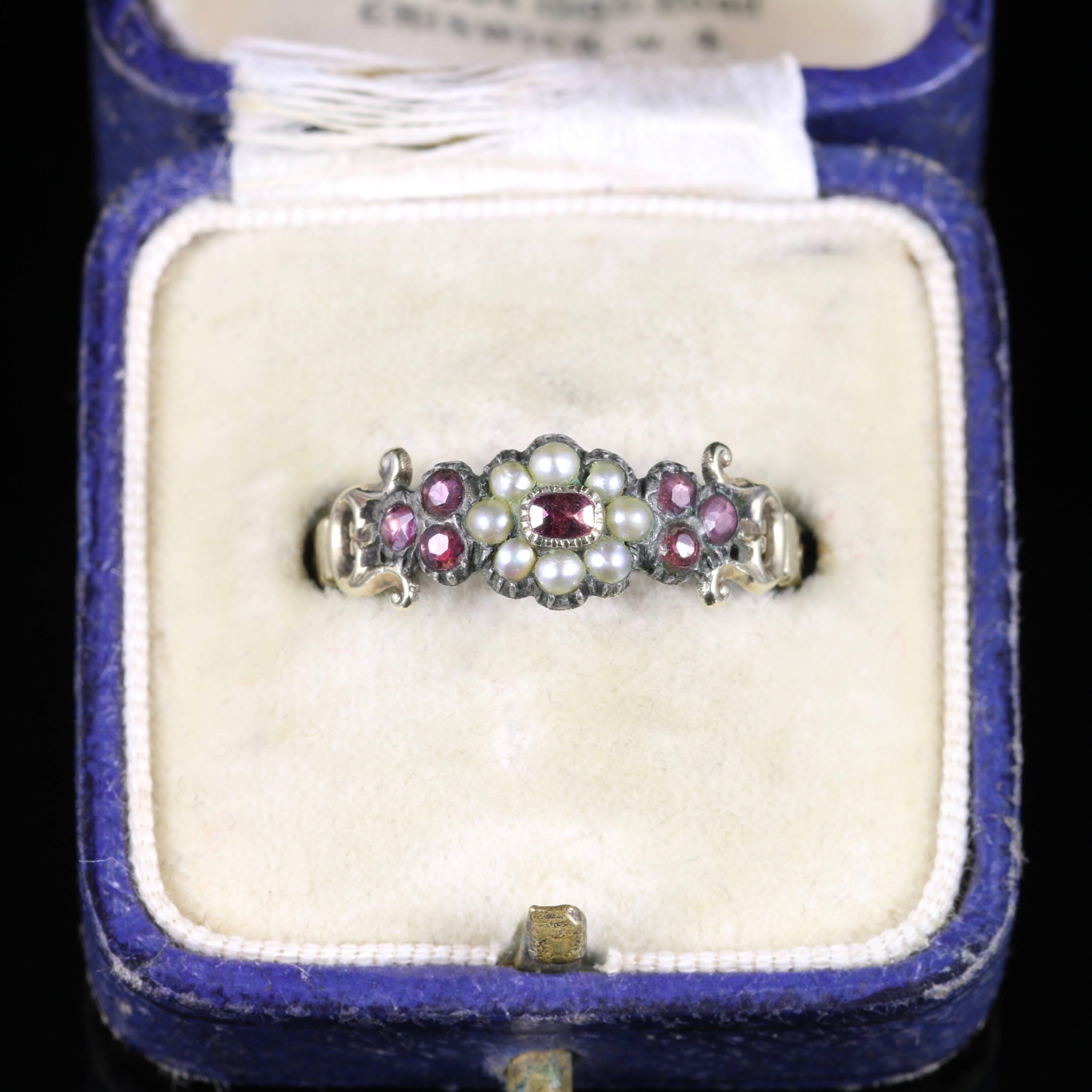 Antique Georgian Garnet Pearl Ring, circa 1780 2