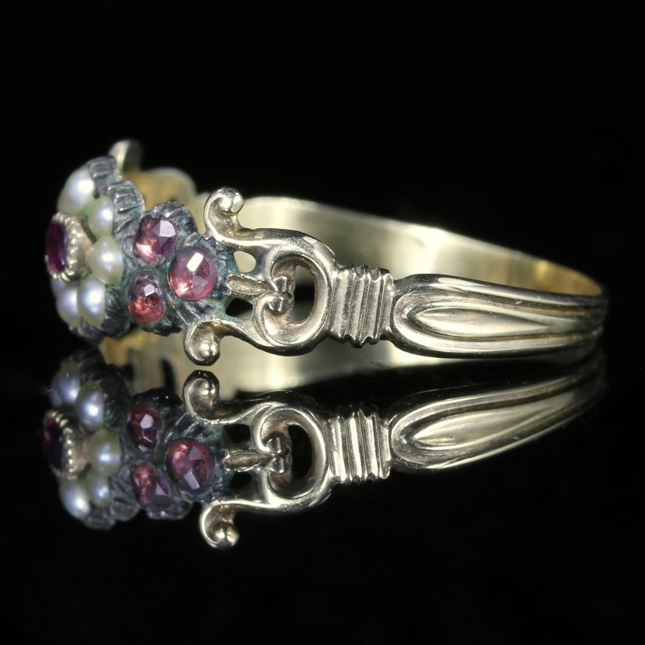 Antique Georgian Garnet Pearl Ring, circa 1780 1