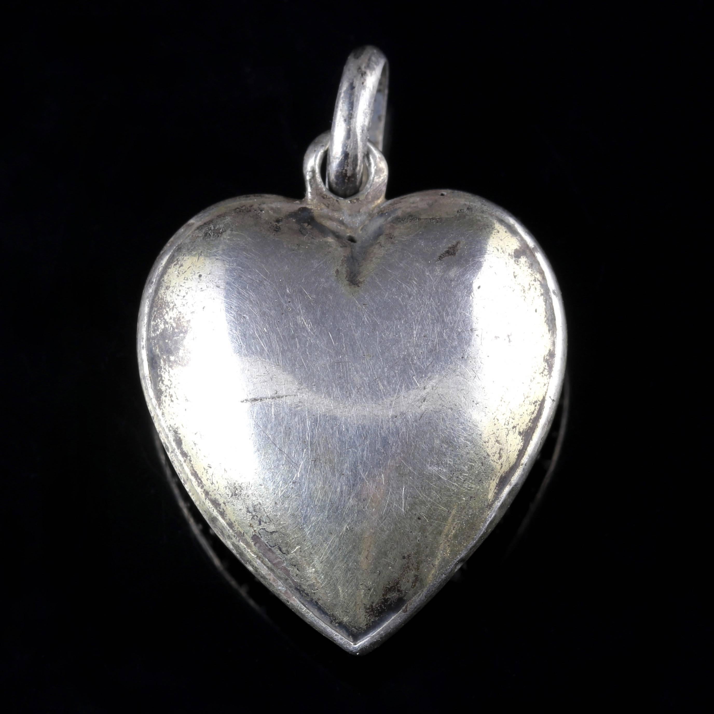 Women's or Men's Antique Georgian Paste Silver Heart Pendant, circa 1800 For Sale