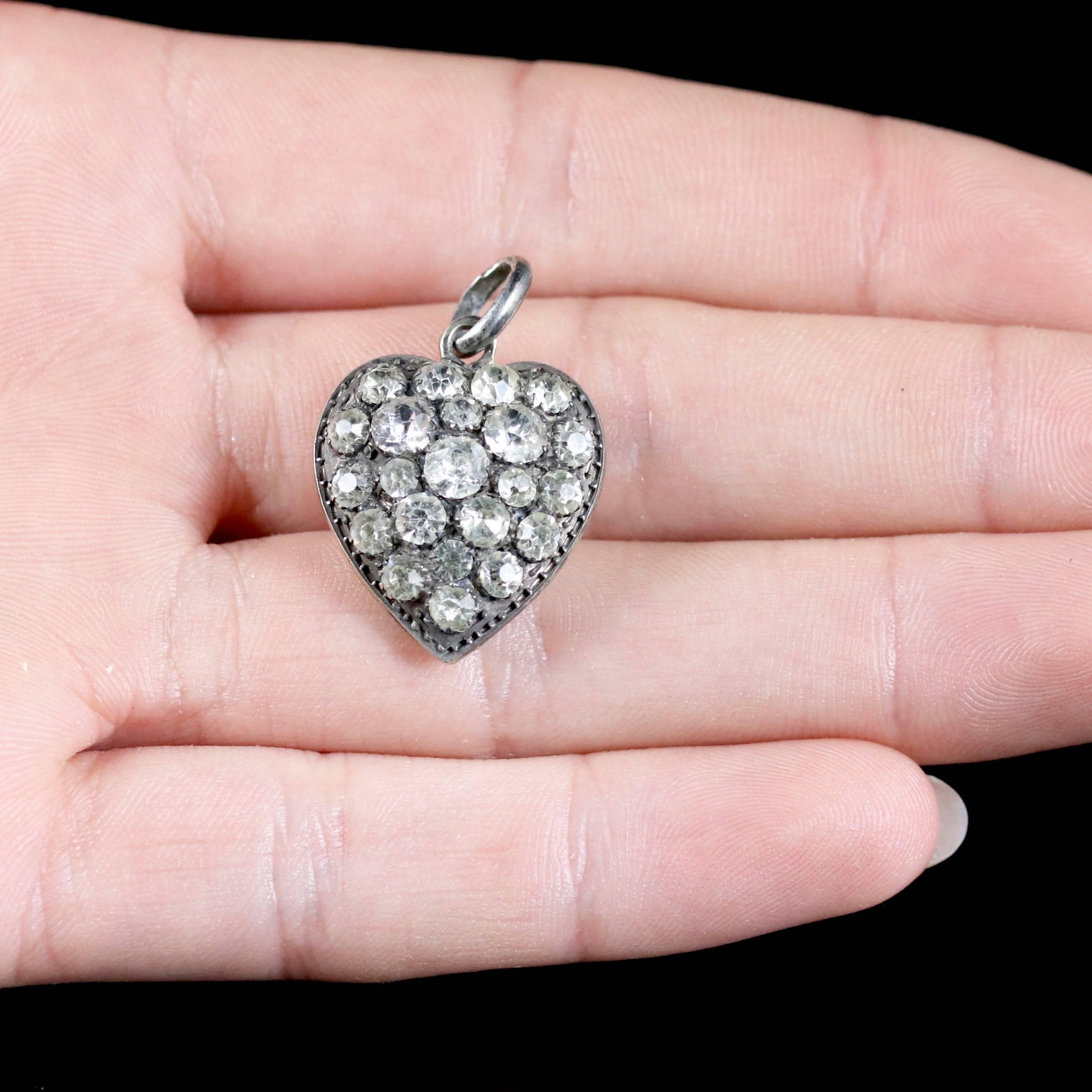 Antique Georgian Paste Silver Heart Pendant, circa 1800 For Sale 1