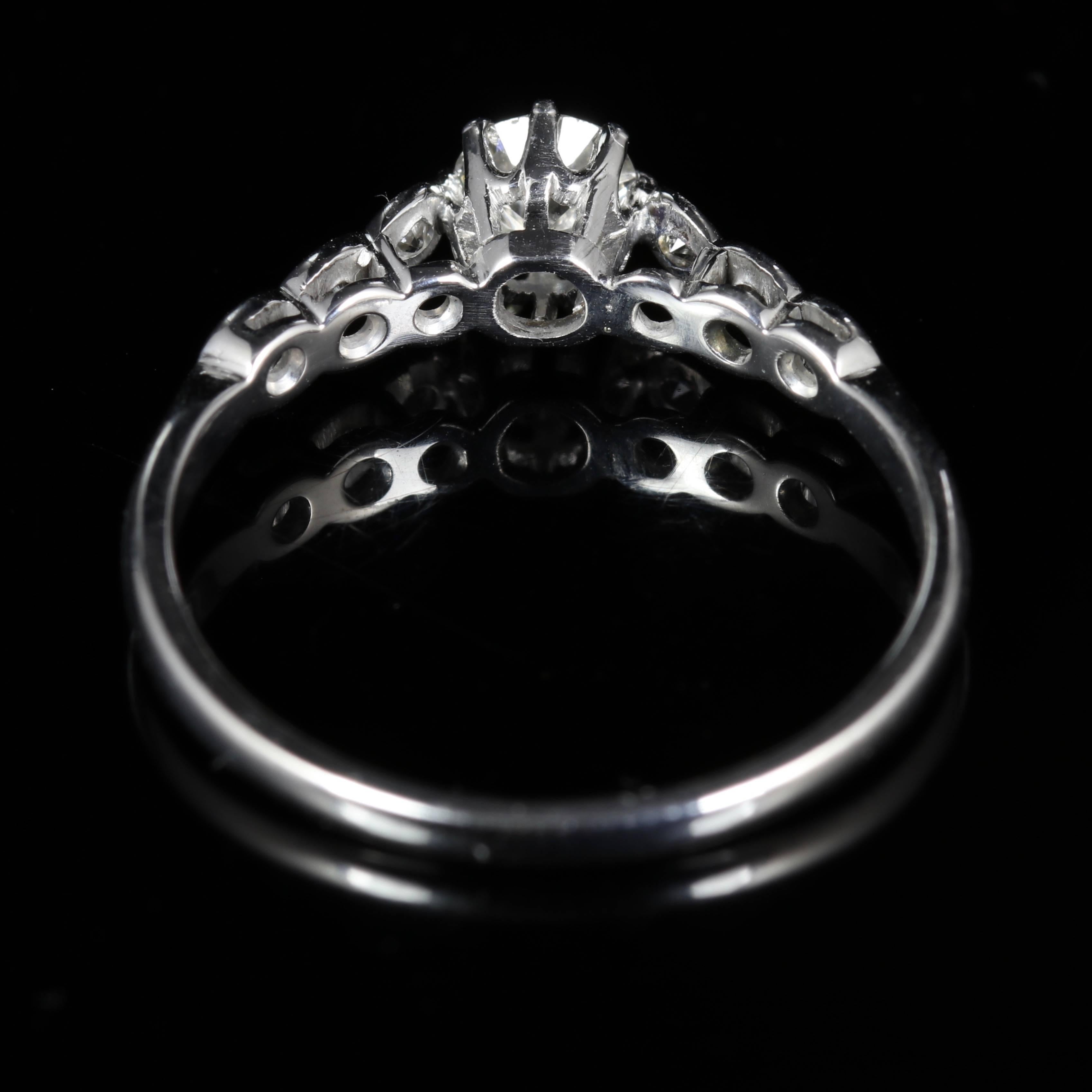 Antique Edwardian Diamond Engagement Ring 18 Carat White Gold, circa 1915 1