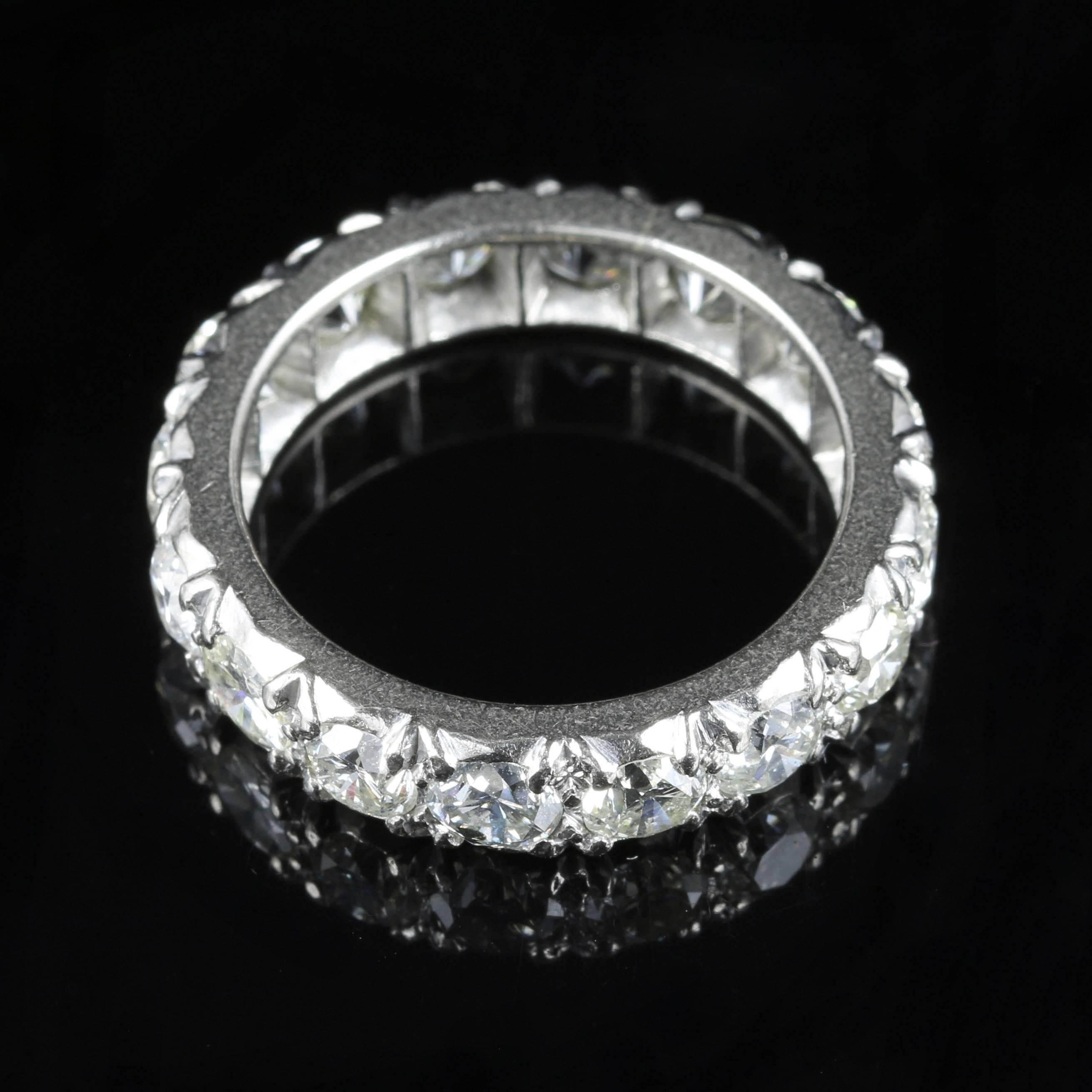 Antique Edwardian Diamond Eternity Ring 3.84 Carat Platinum In Excellent Condition In Lancaster, Lancashire
