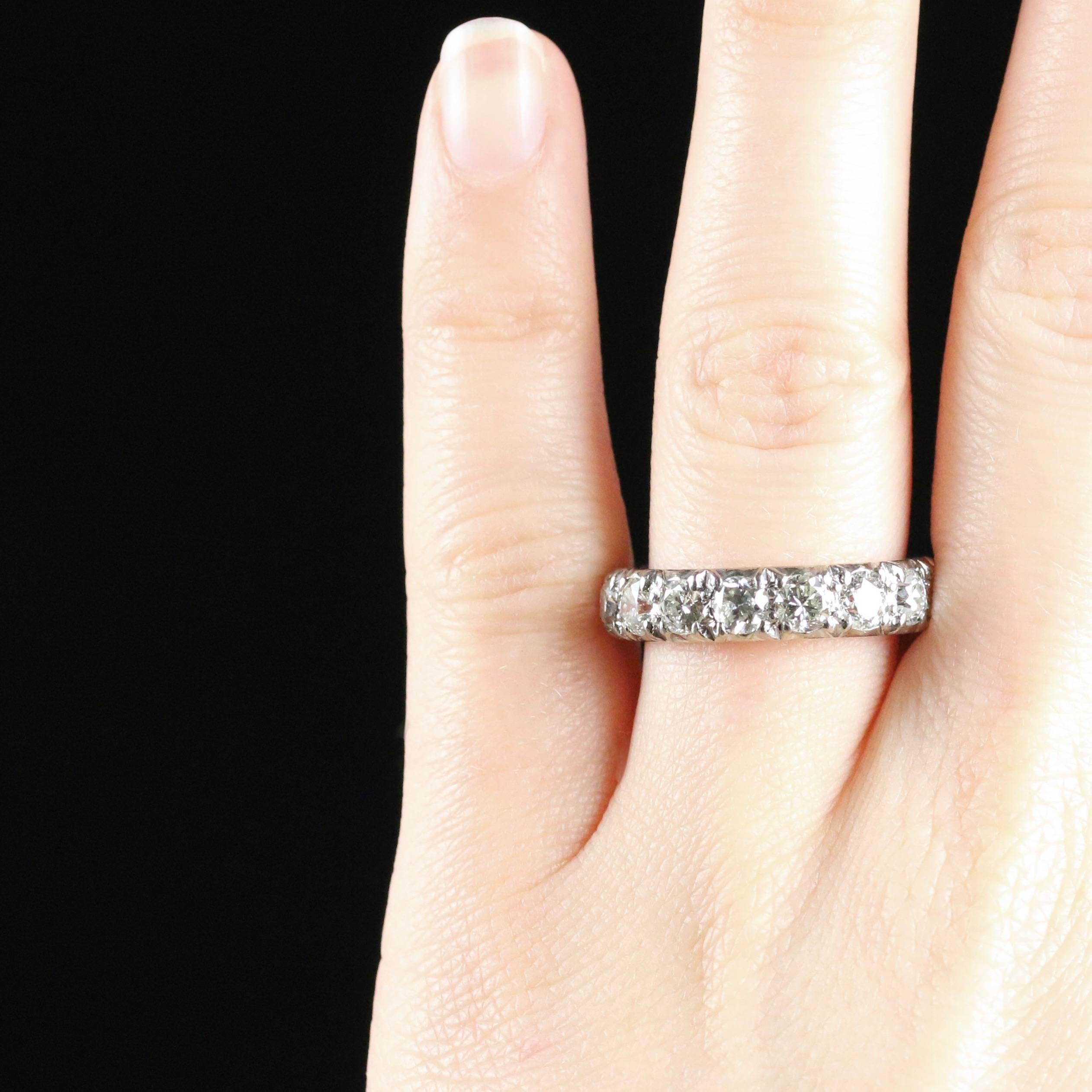 Antique Edwardian Diamond Eternity Ring 3.84 Carat Platinum 1