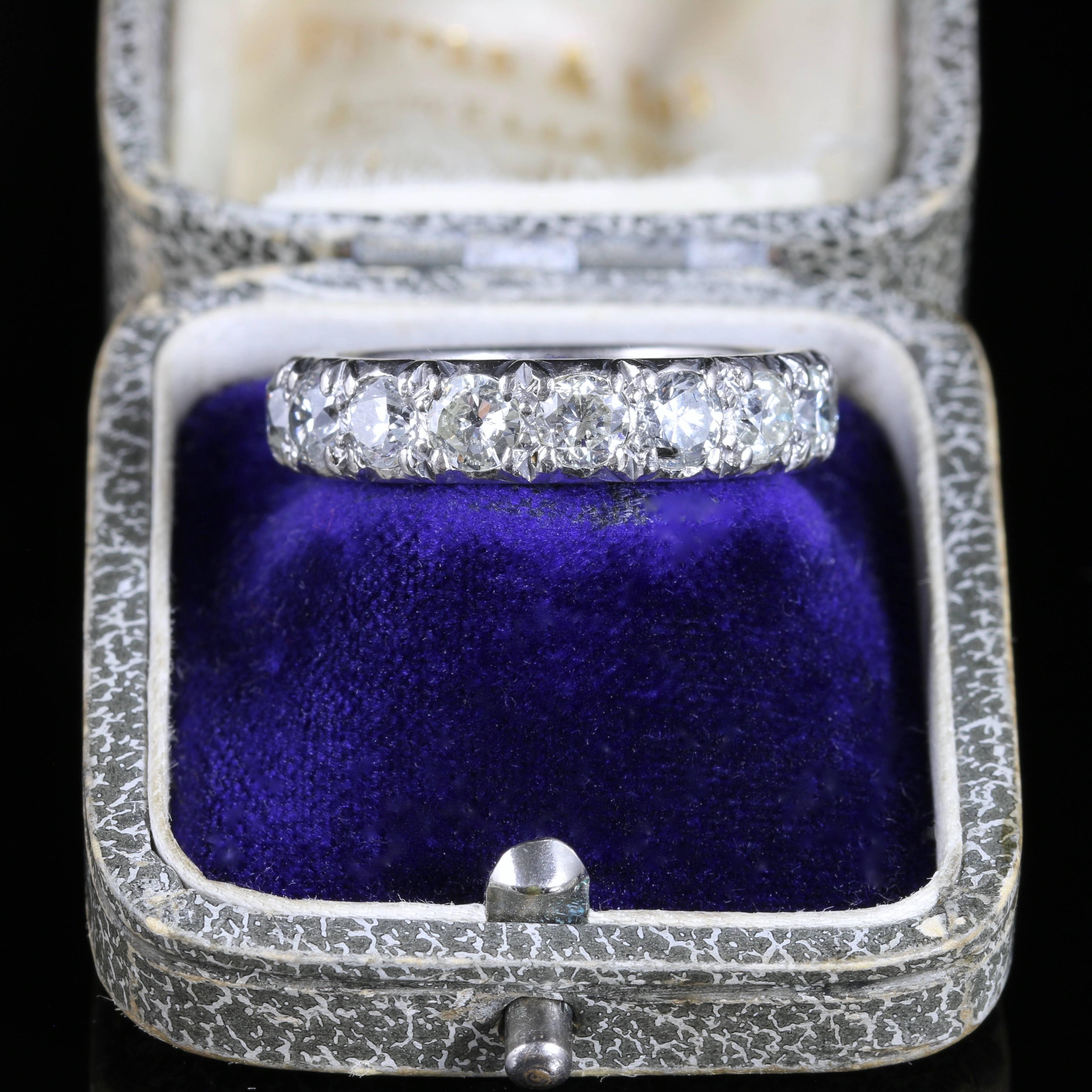 Women's Antique Edwardian Diamond Eternity Ring 3.84 Carat Platinum