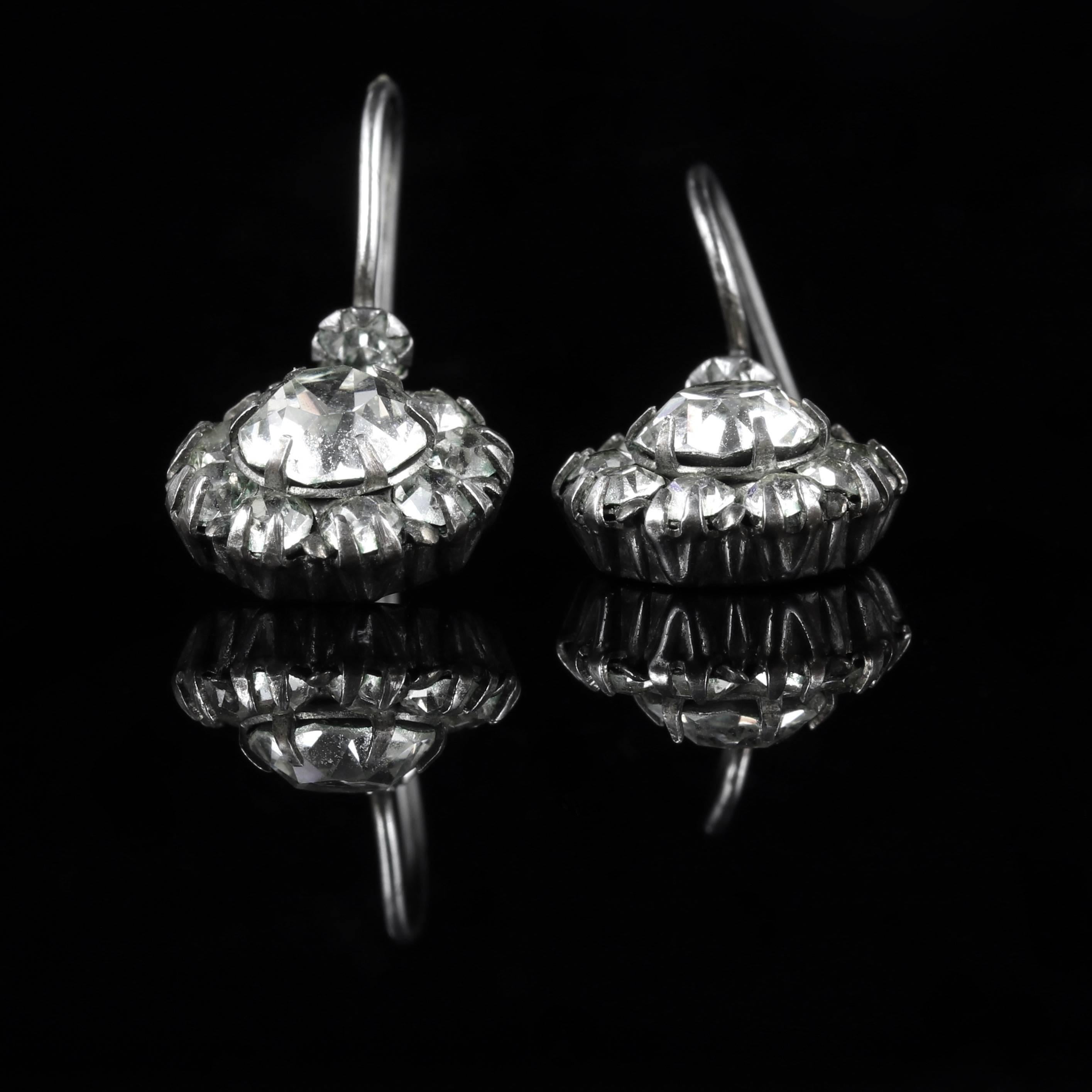 Antique Victorian Silver Paste Earrings 1