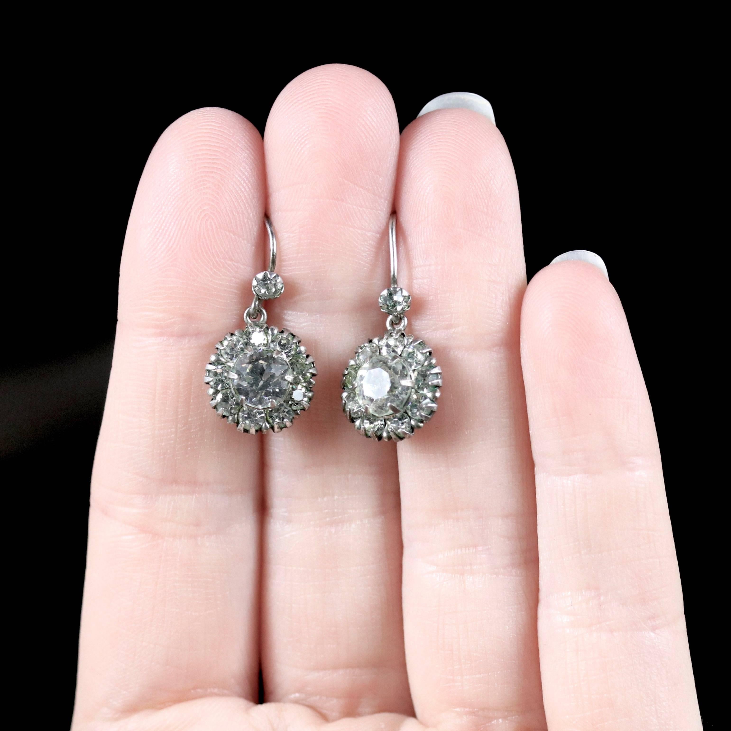 Antique Victorian Silver Paste Earrings 5