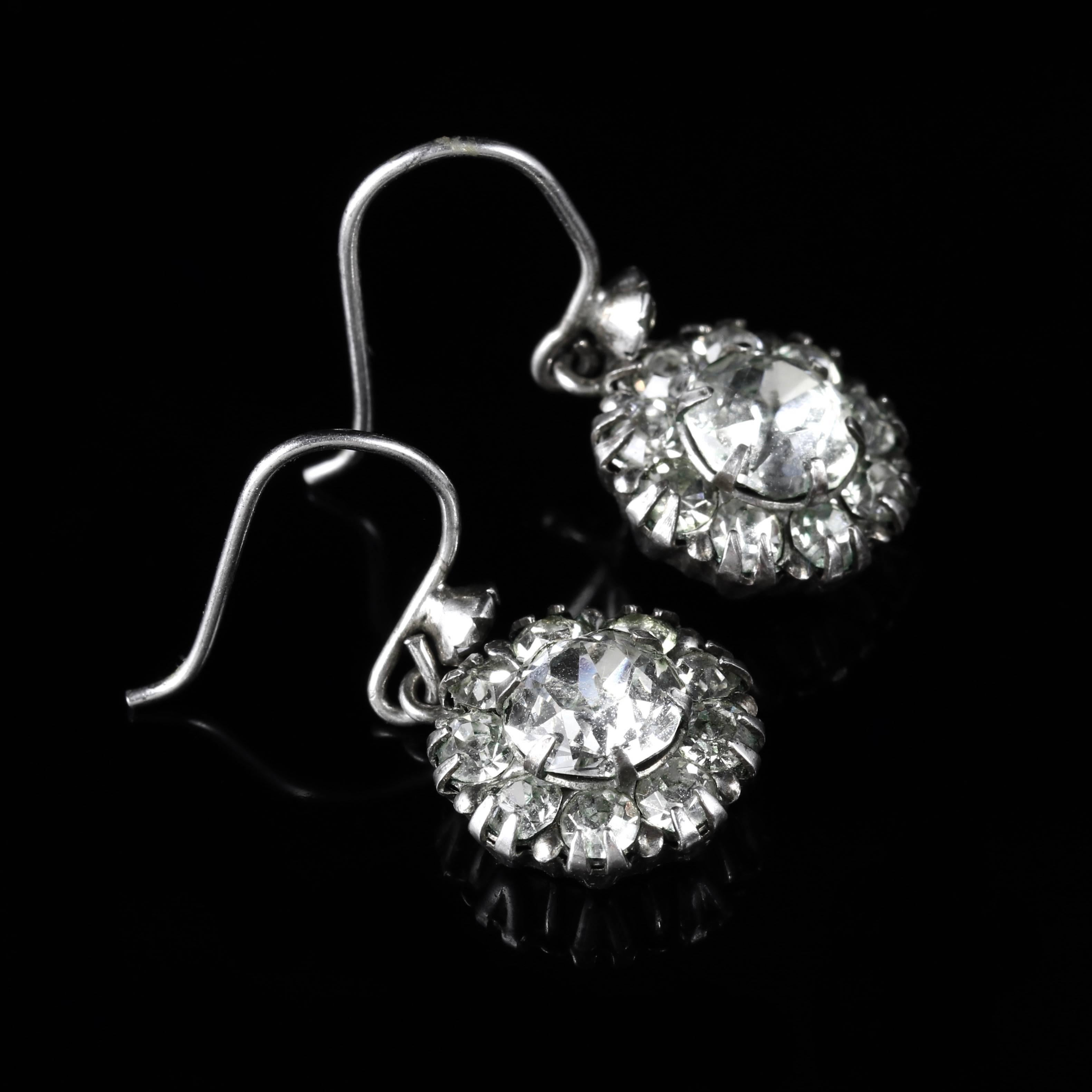 Antique Victorian Silver Paste Earrings In Excellent Condition In Lancaster, Lancashire