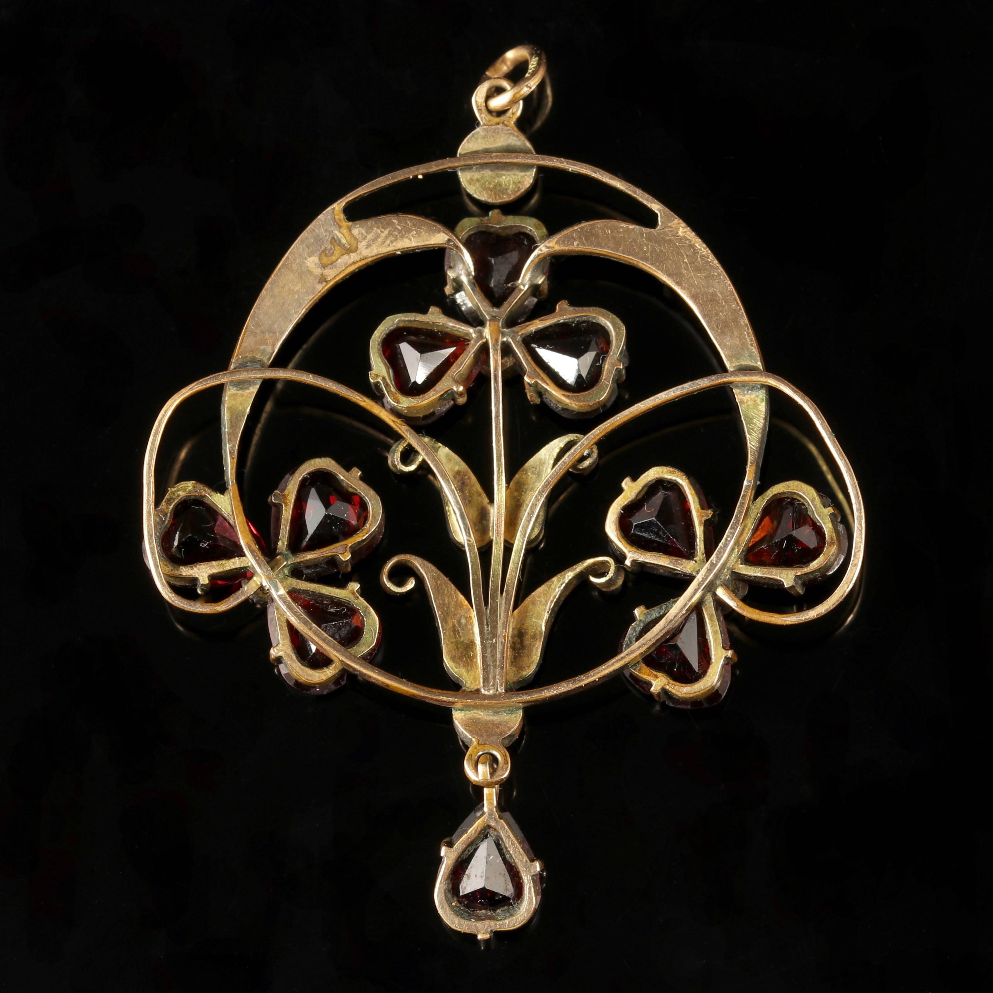 Antique Victorian Garnet Gold Pendant 3