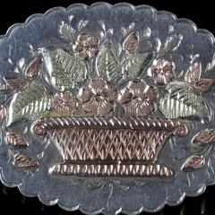 Antique Victorian Silver Gold, circa 1888 Basket Brooch