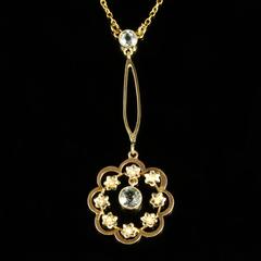 Antique Victorian Aquamarine Gold Pendant Necklace