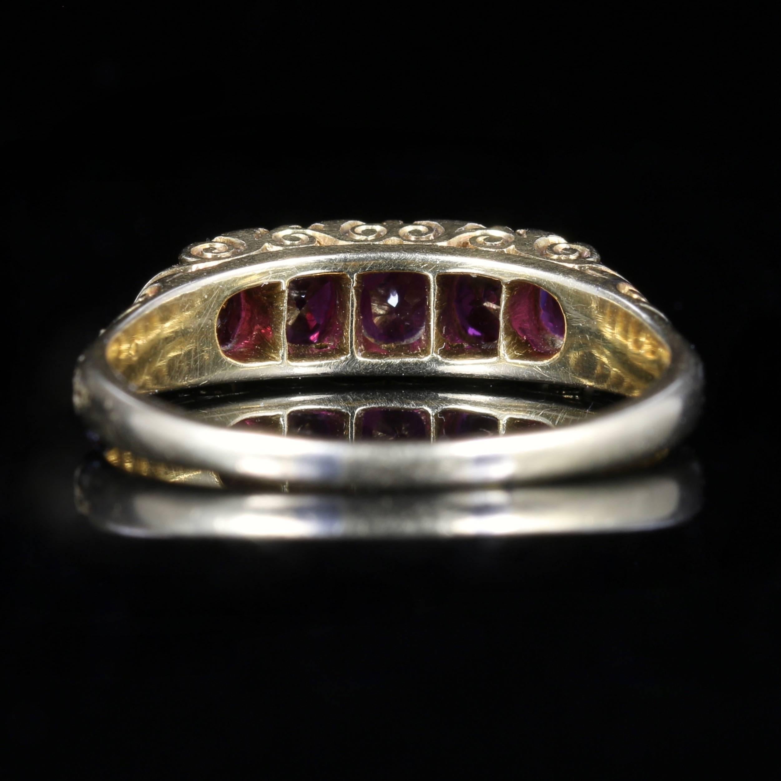 Antique Victorian Burmese Ruby Diamond Ring, 18 Carat Gold, Certified In Excellent Condition In Lancaster, Lancashire