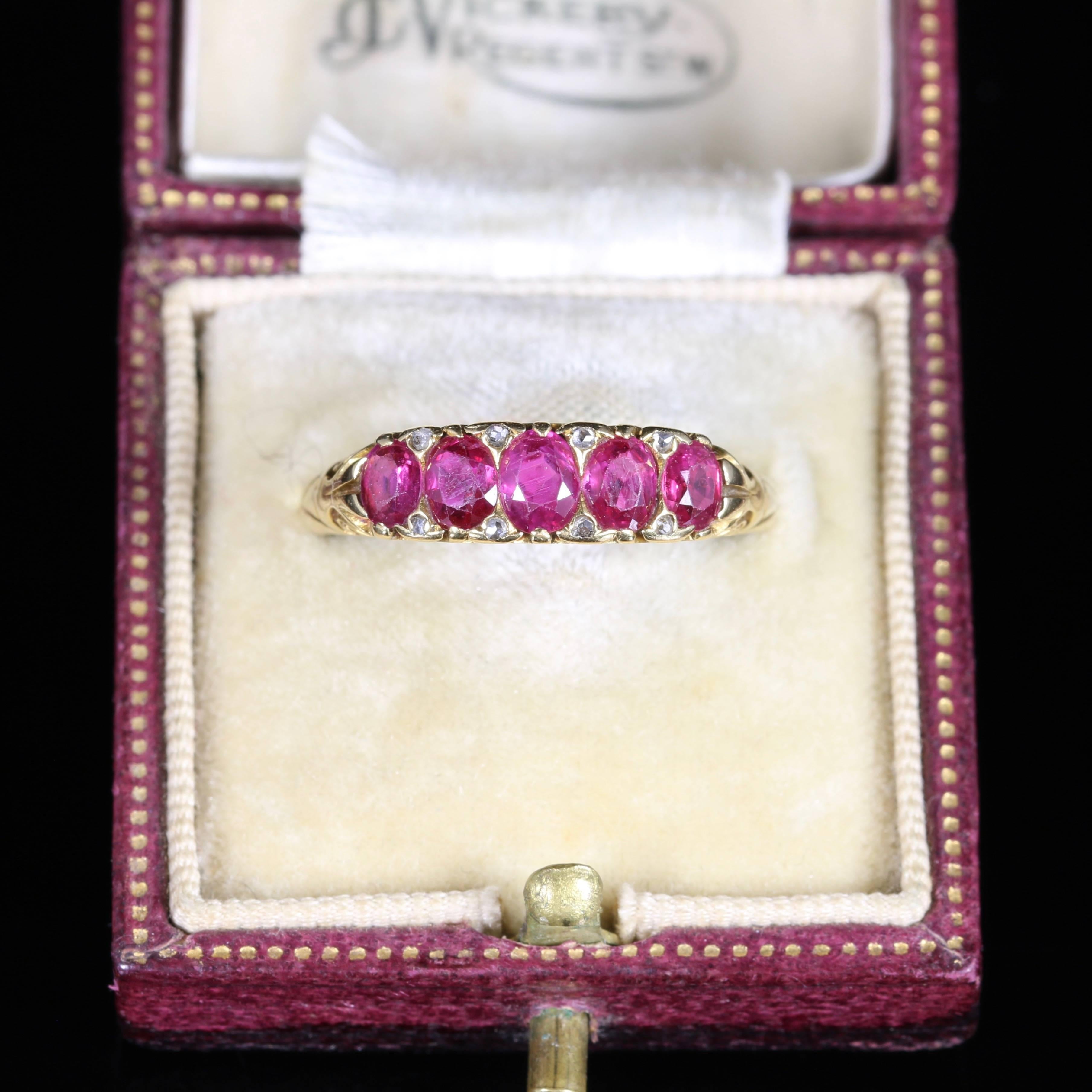 Antique Victorian Burmese Ruby Diamond Ring, 18 Carat Gold, Certified 3