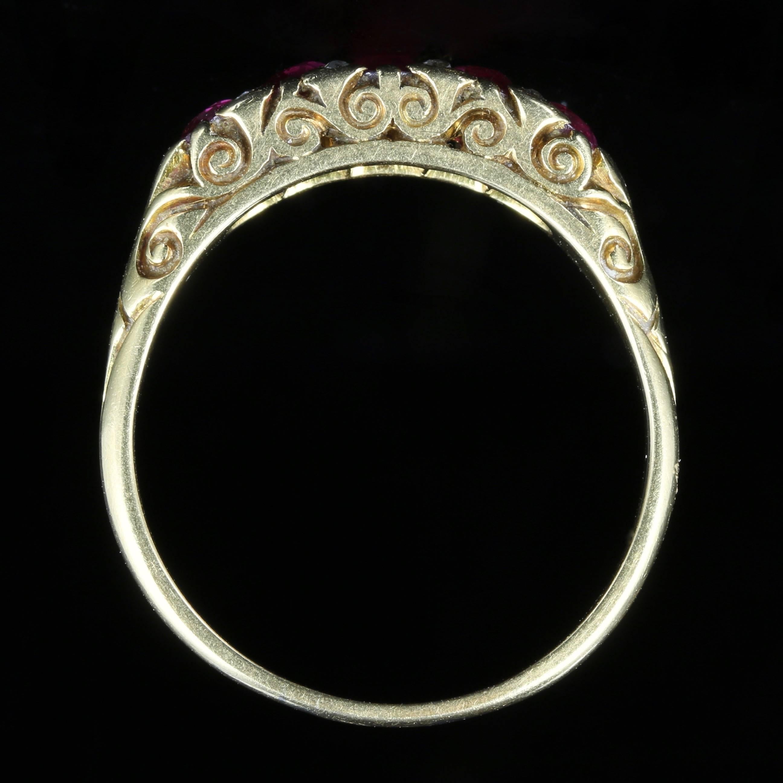 Antique Victorian Burmese Ruby Diamond Ring, 18 Carat Gold, Certified 2