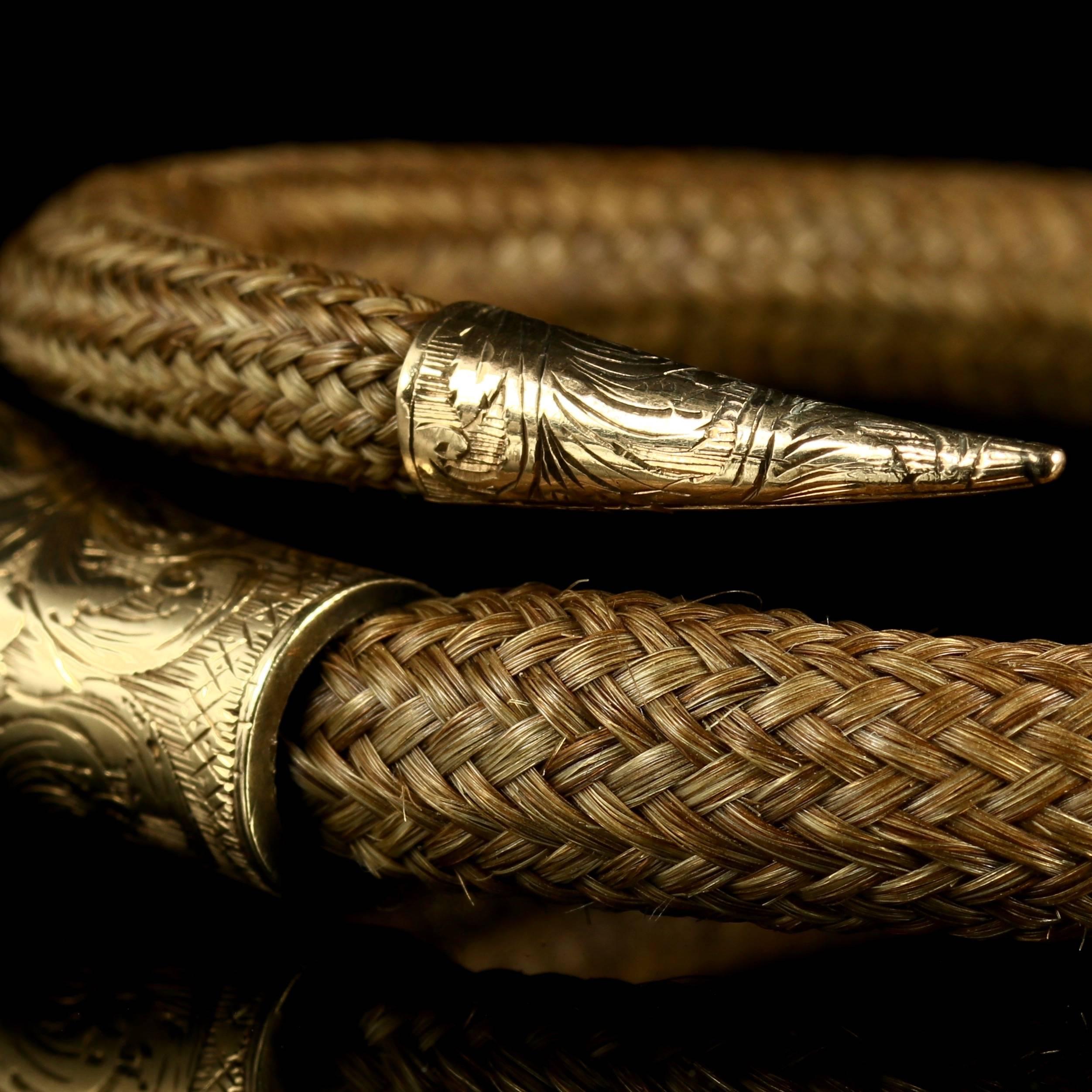 Women's or Men's Antique Georgian Mourning Snake Bangle Gold, circa 1780