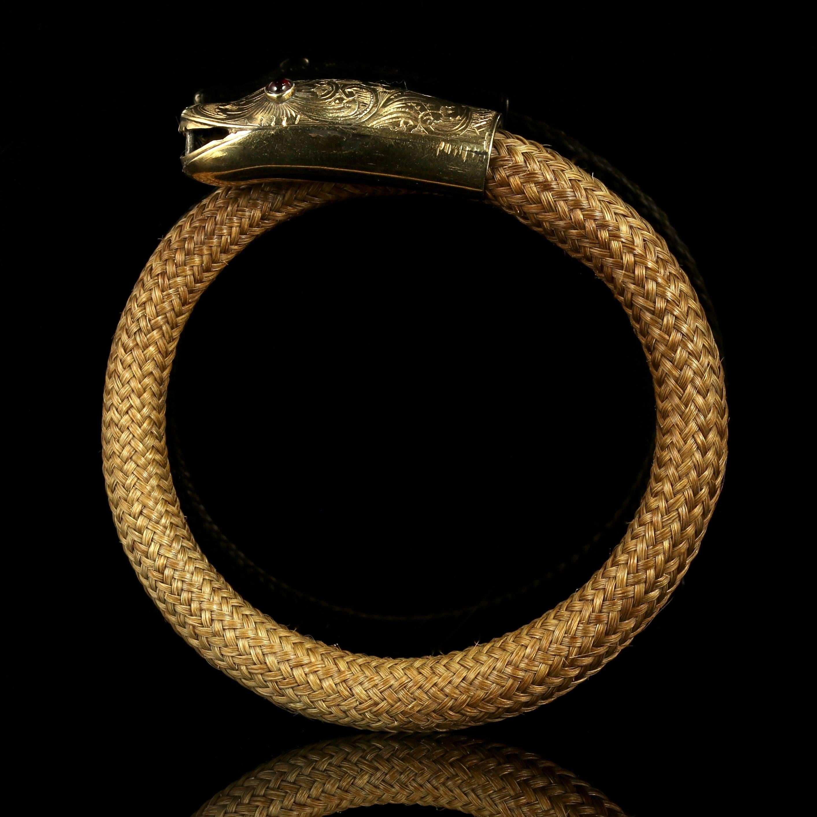 Antique Georgian Mourning Snake Bangle Gold, circa 1780 In Excellent Condition In Lancaster, Lancashire