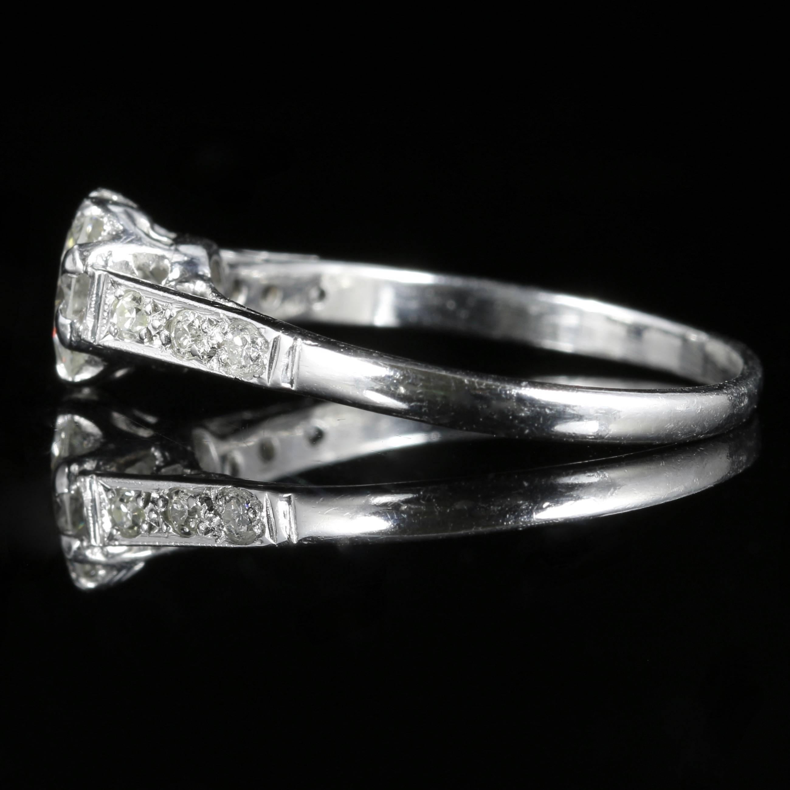 Antique Edwardian Diamond Solitaire circa 1910 Platinum Engagement Ring For Sale 1