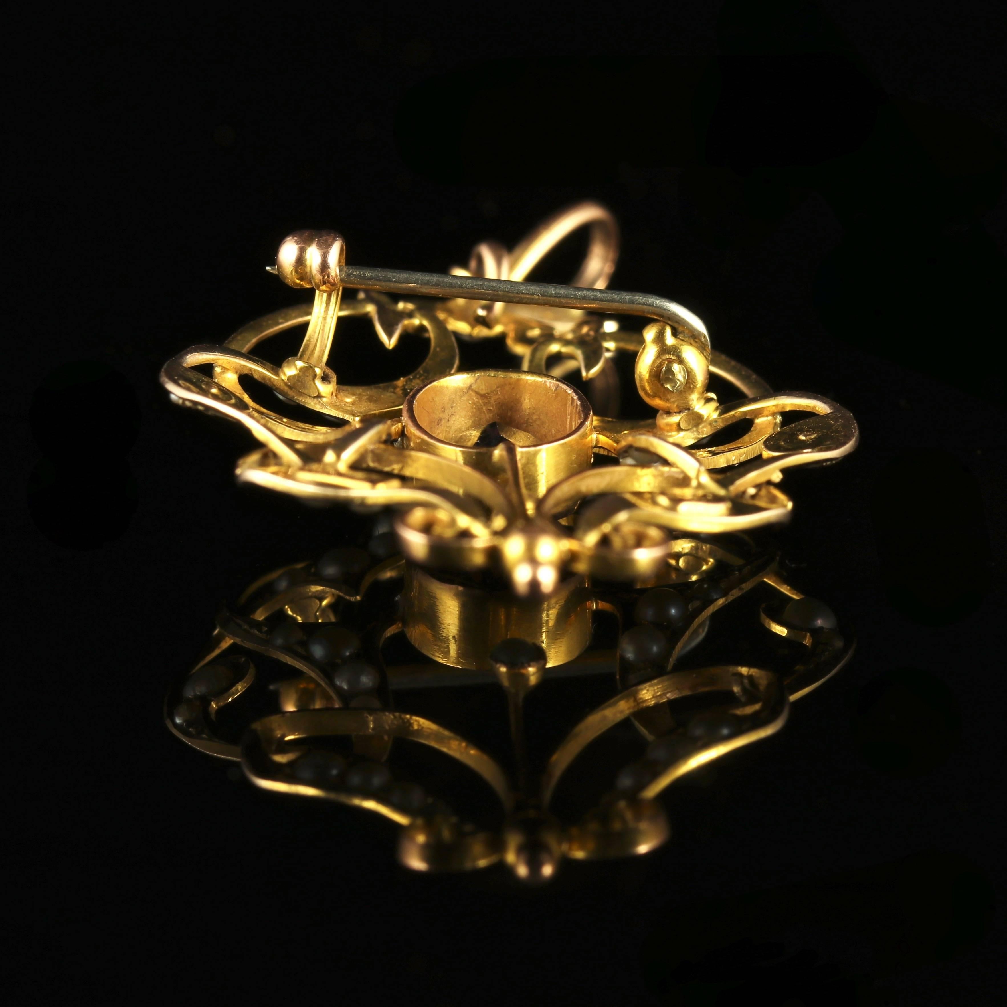 Antique Victorian Amethyst Pearl Pendant Gold Brooch 3