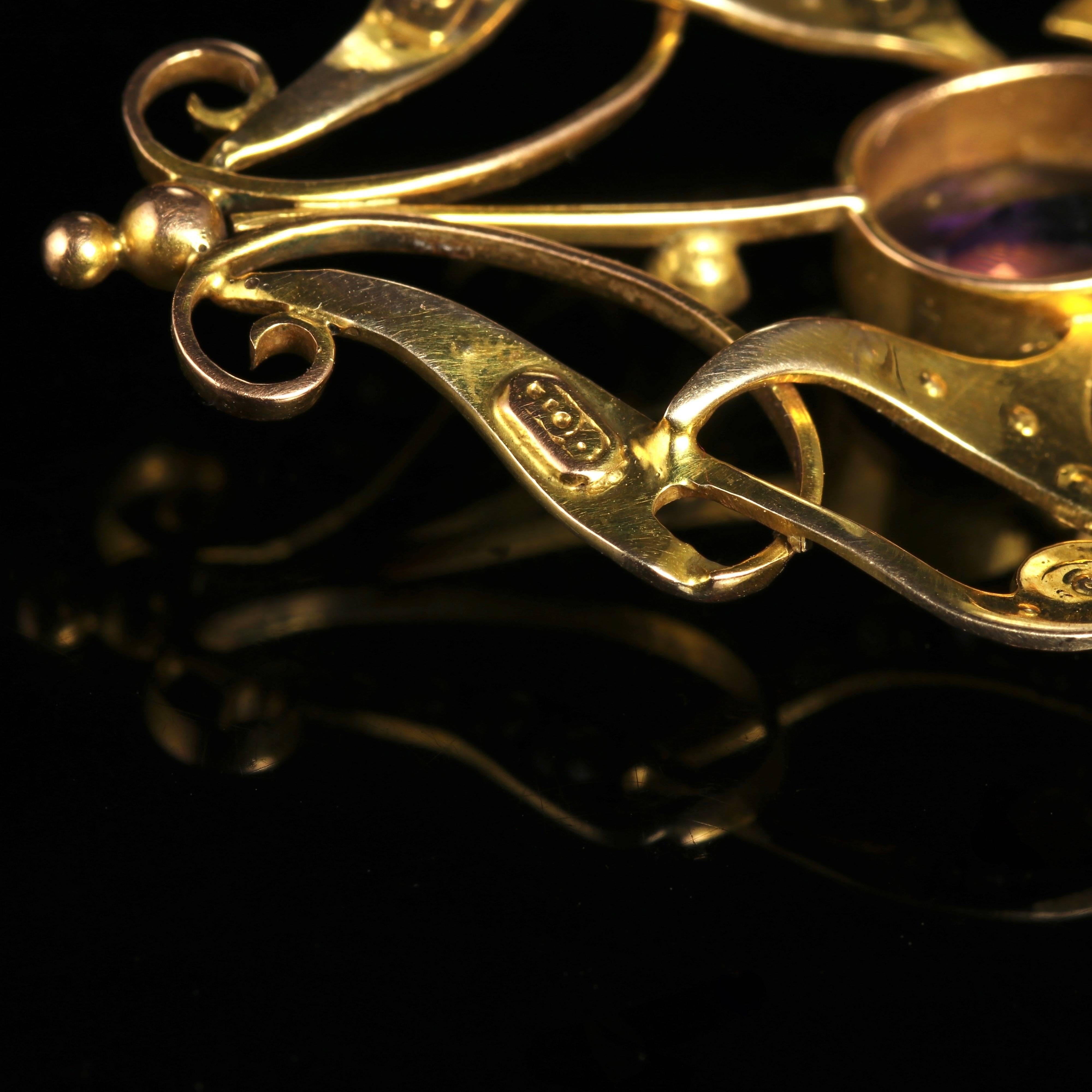 Antique Victorian Amethyst Pearl Pendant Gold Brooch 1