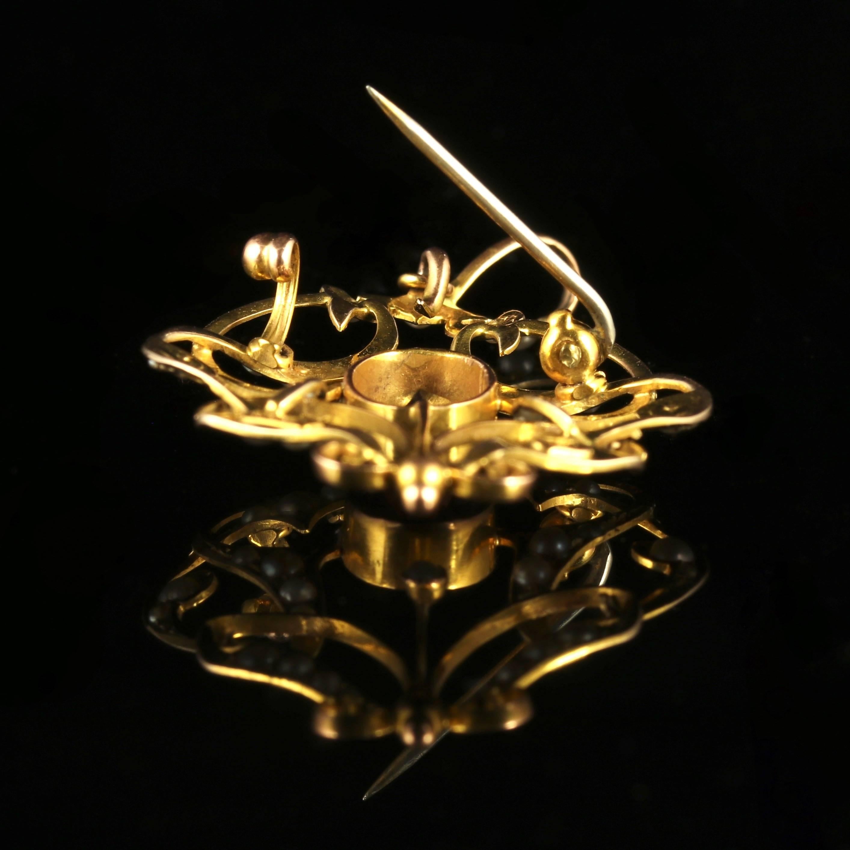 Antique Victorian Amethyst Pearl Pendant Gold Brooch 4