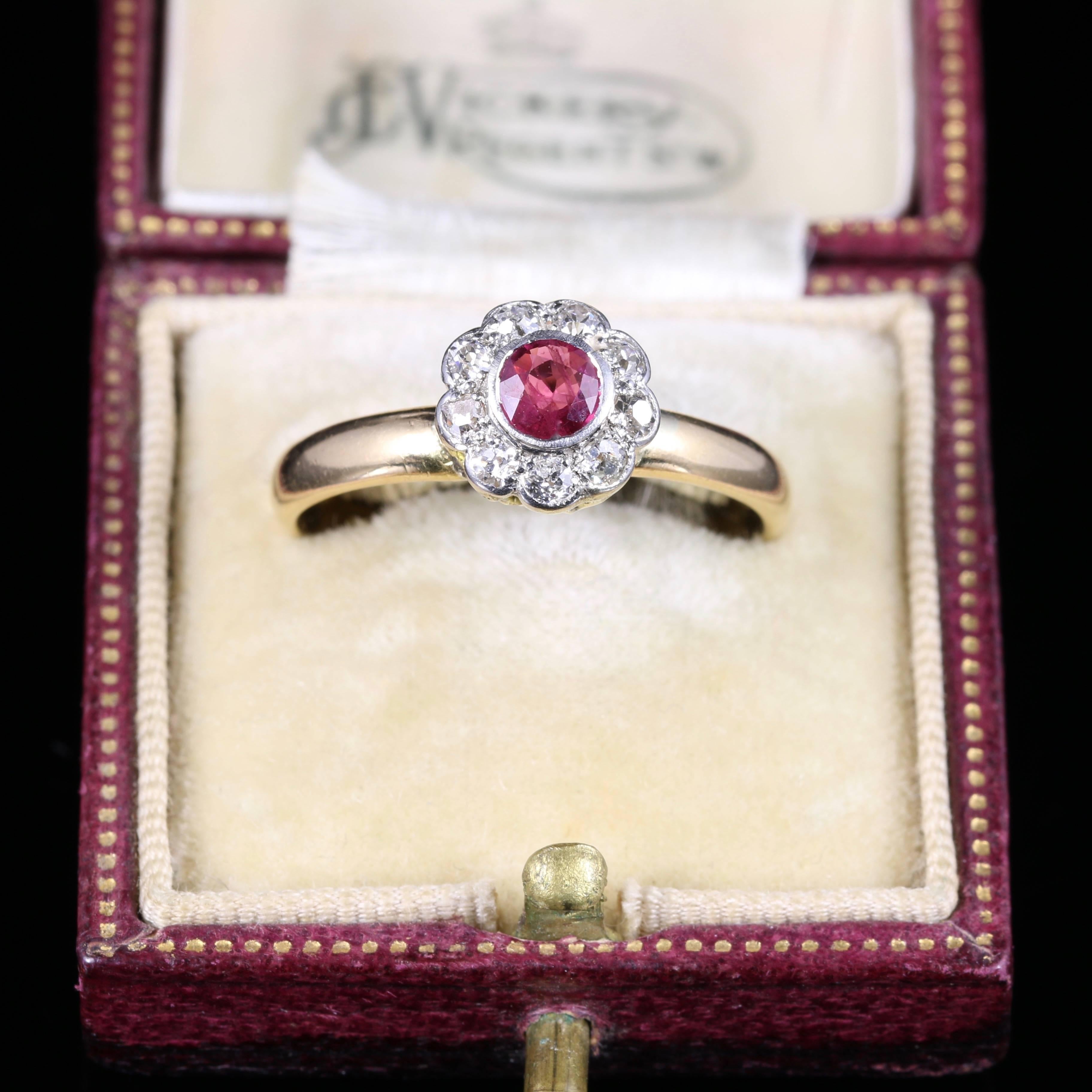 Women's Antique Ruby Diamond 18 Carat Gold Dated Chester, 1903 Engagement Ring