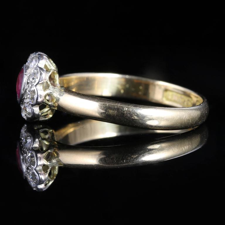 Antique Ruby Diamond 18 Carat Gold Dated Chester, 1903 Engagement Ring