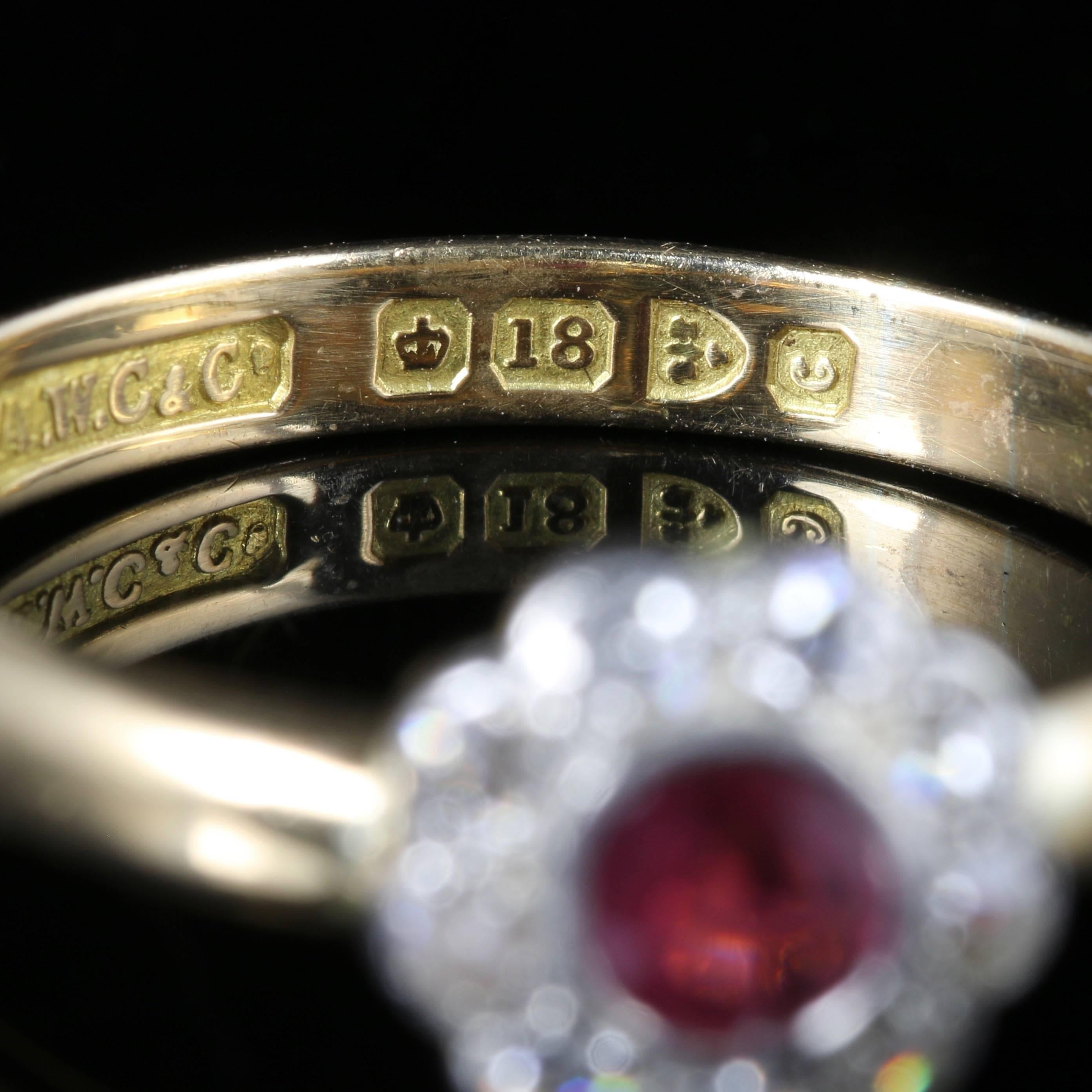 Antique Ruby Diamond 18 Carat Gold Dated Chester, 1903 Engagement Ring In Excellent Condition In Lancaster, Lancashire