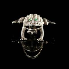 Antique Victorian Paste Silver Frog Brooch, circa 1900