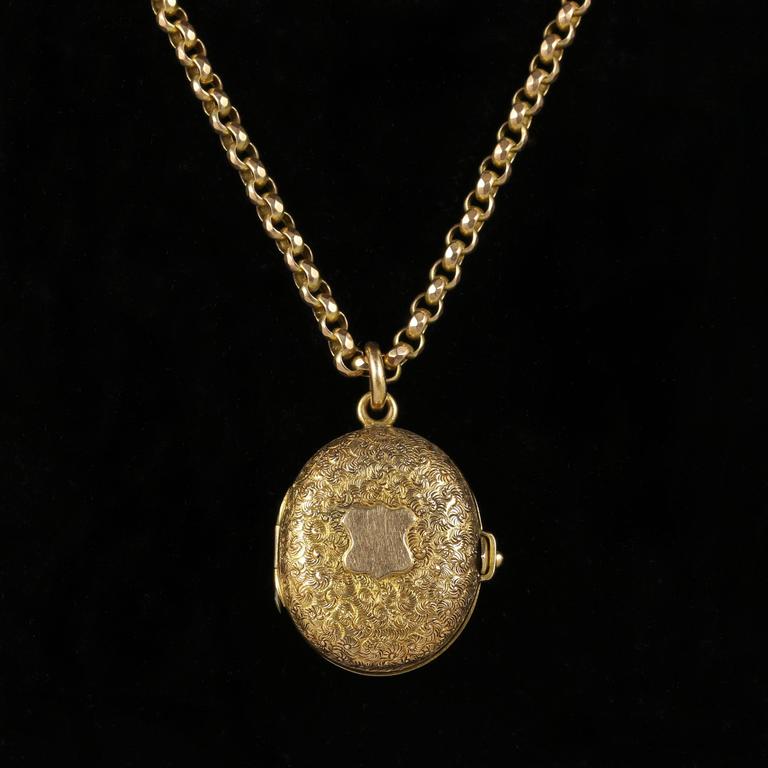 Antique Victorian Fox Hunting Necklace Gold Locket and Chain, circa ...