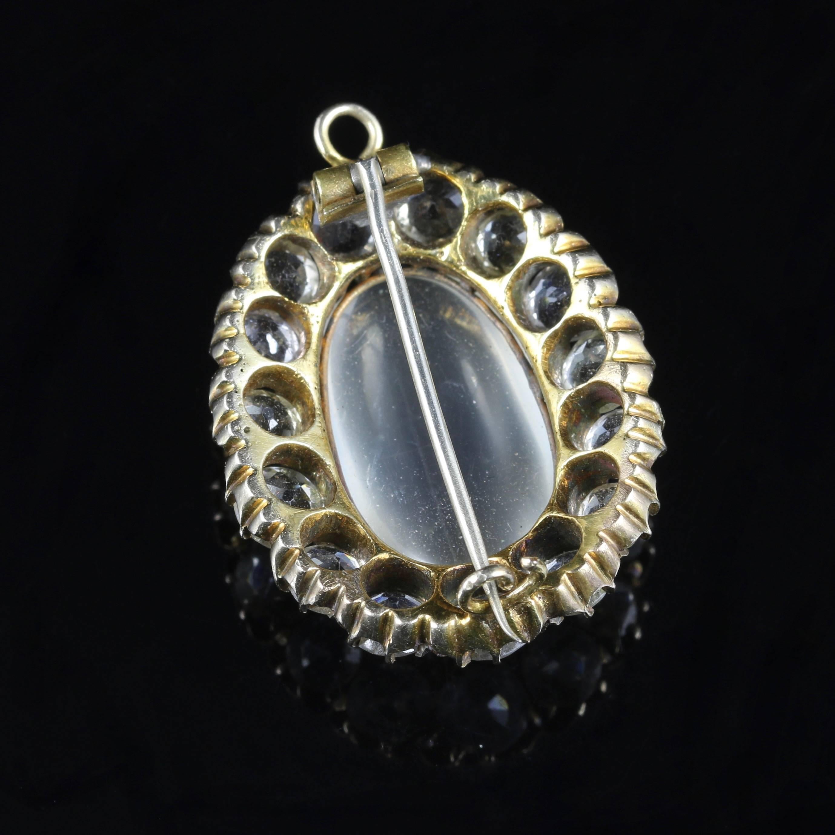 Antique Moonstone Paste Pendant Brooch 15 Carat Gold 2