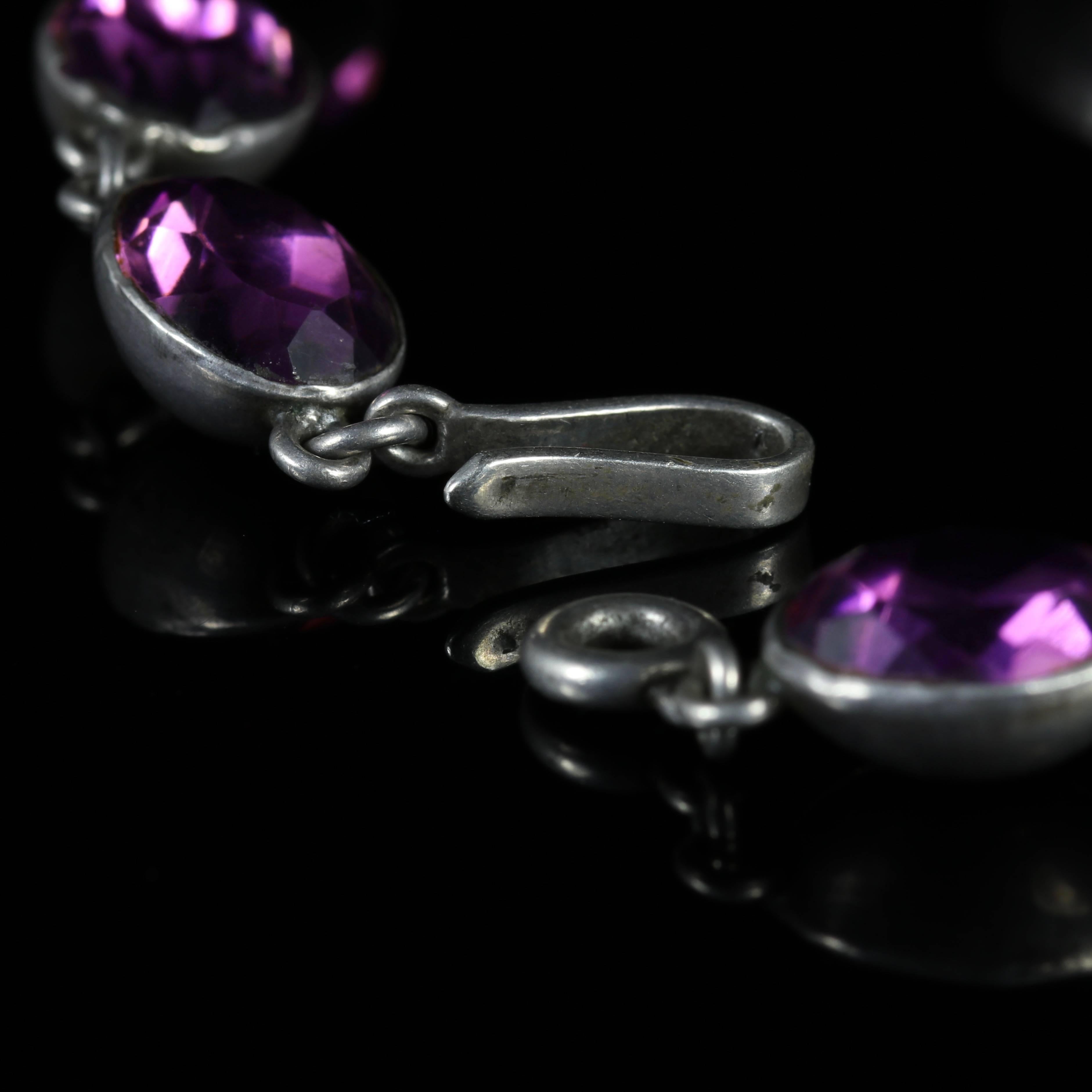 Antique Georgian Purple Paste Silver Necklace, circa 1800 For Sale 2