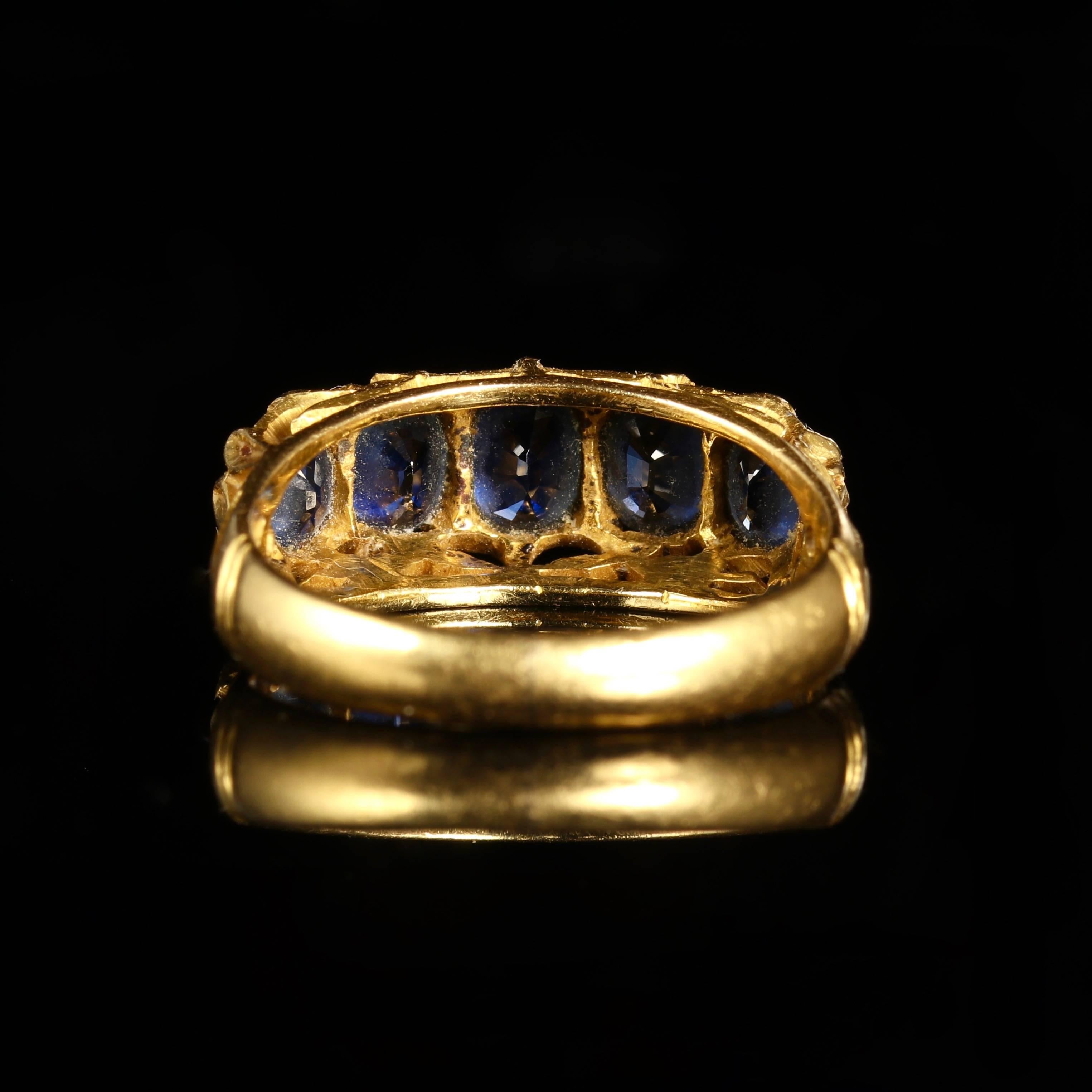 Antique Victorian Sapphire Gold Ring 18 Carat, circa 1900 In Excellent Condition In Lancaster, Lancashire