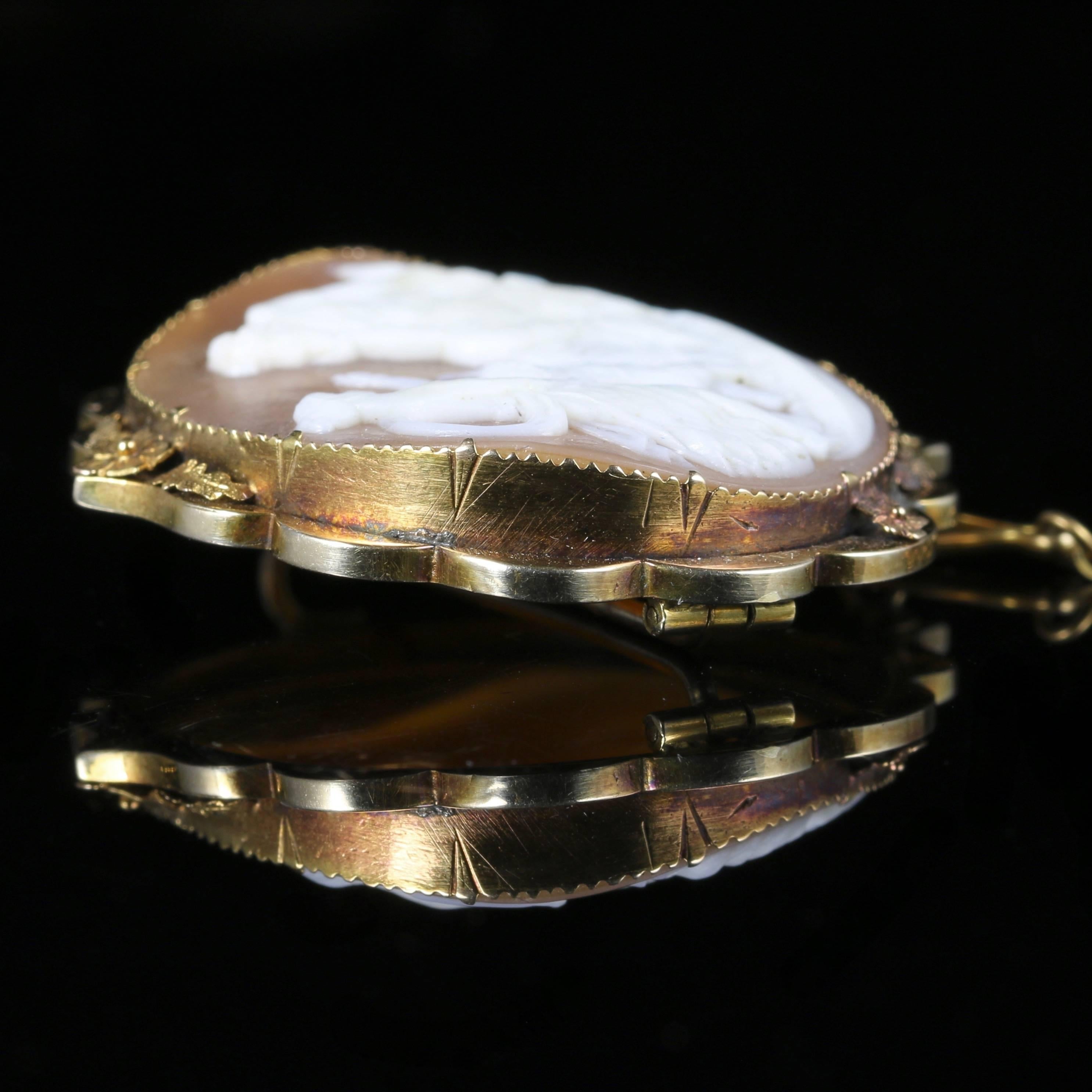 Victorian Gold Cameo Brooch in Original Box, circa 1900 2