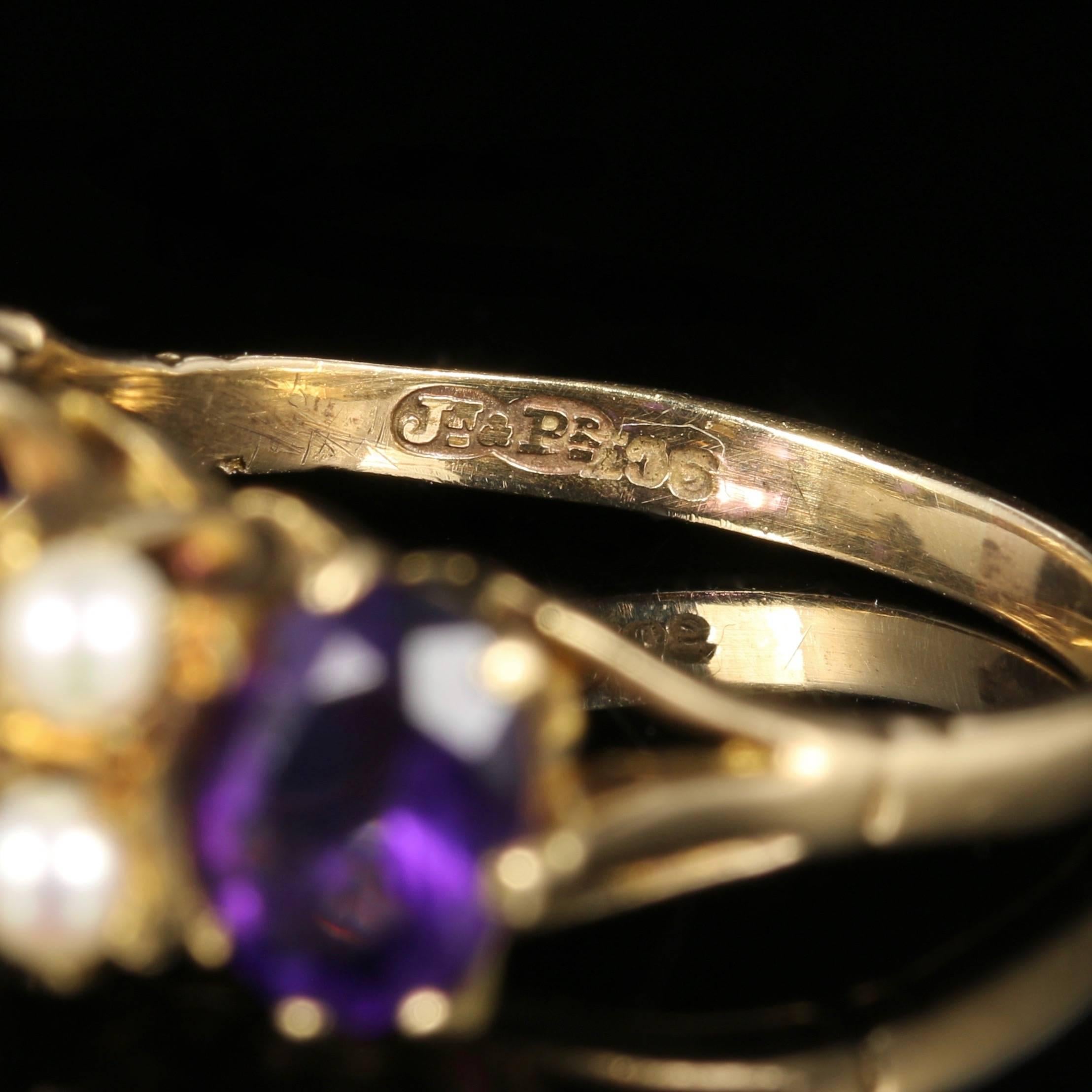 Antique Victorian Amethyst Pearl 9 Carat Gold Ring In Excellent Condition For Sale In Lancaster, Lancashire